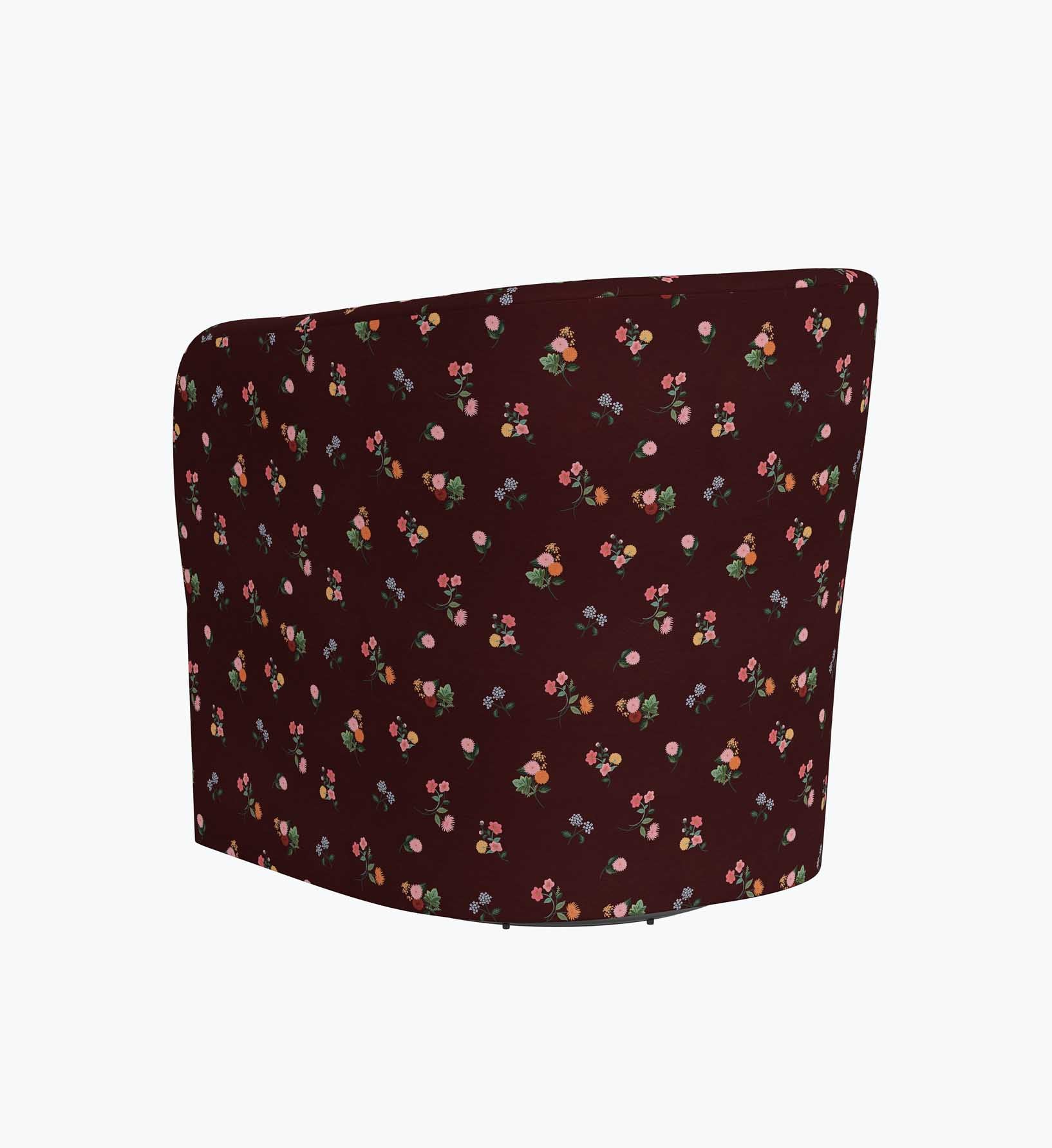 Pembroke Swivel Chair - Ditsy Dahlia Burgundy - Image 5