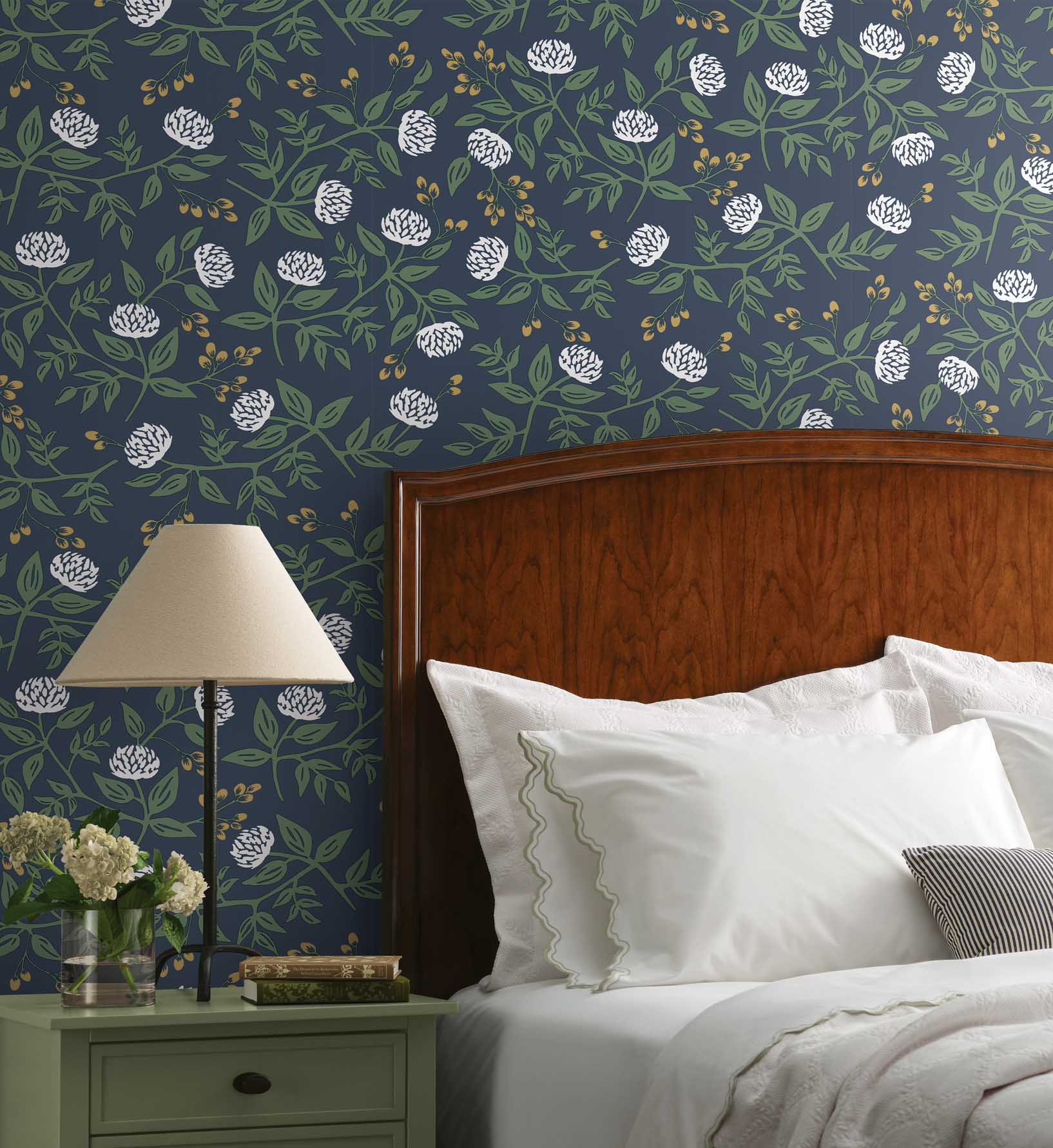 Peonies Wallpaper - Navy - Image 2