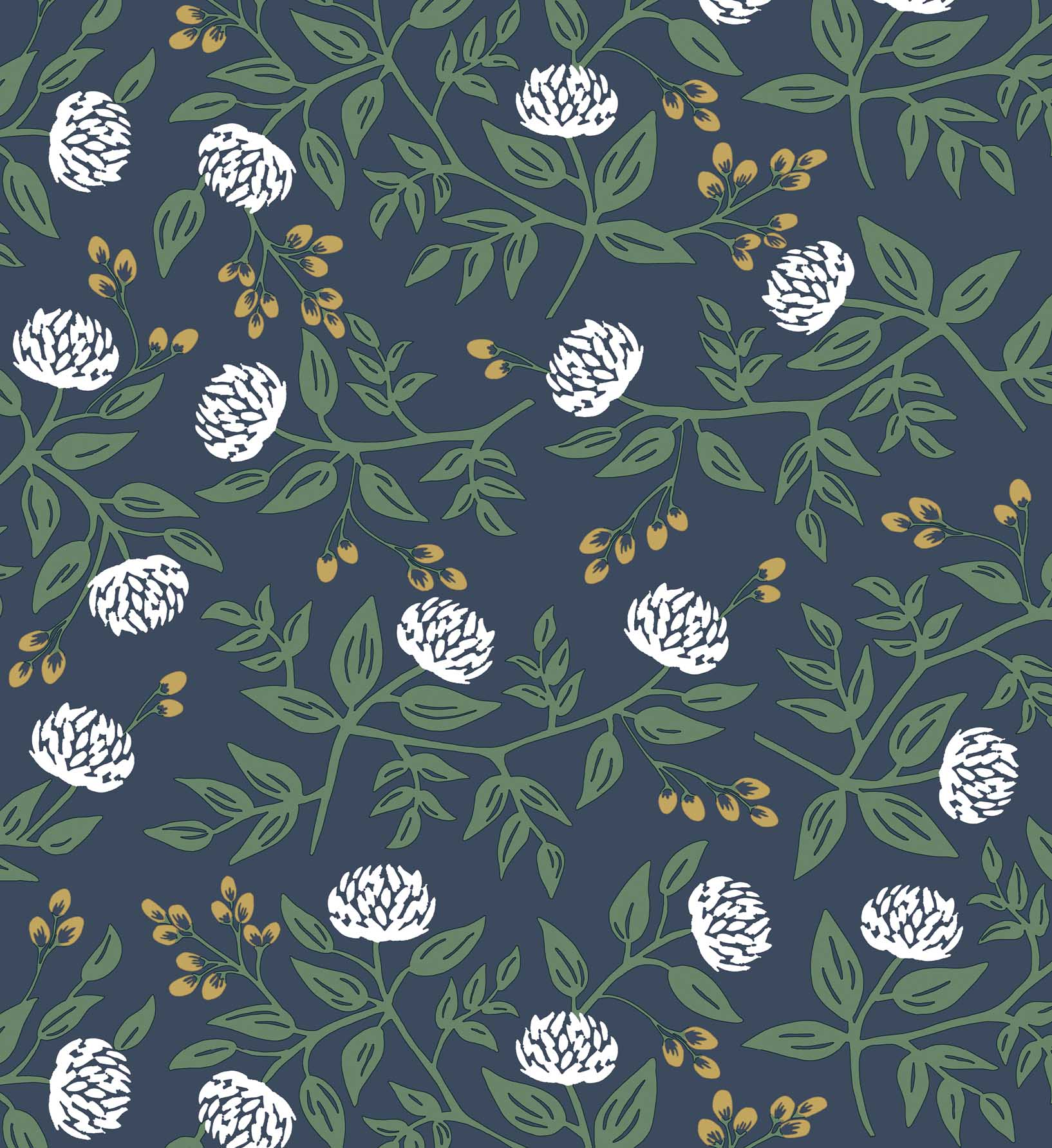 Peonies Peel & Stick Wallpaper Sample - Navy - Image 3