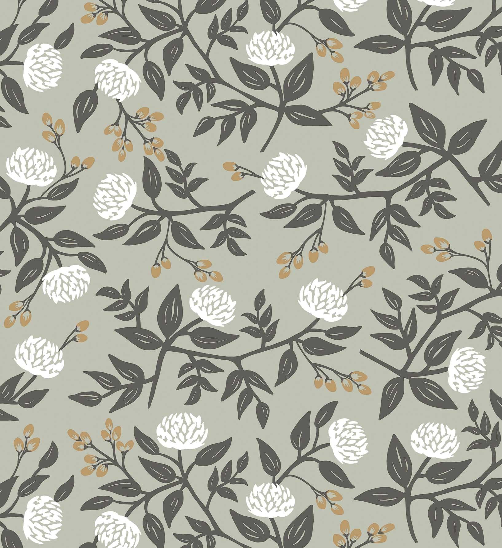 Peonies Peel & Stick Wallpaper Sample - Smoke - Image 3