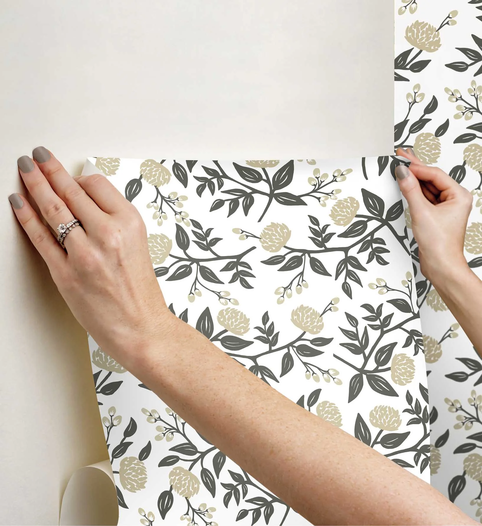 Peonies Peel & Stick Wallpaper - White - Image 3