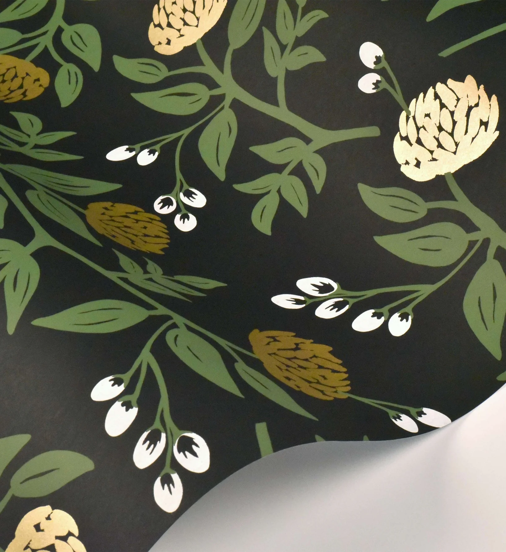 Peonies Wallpaper - Black & Metallic Gold - Image 4