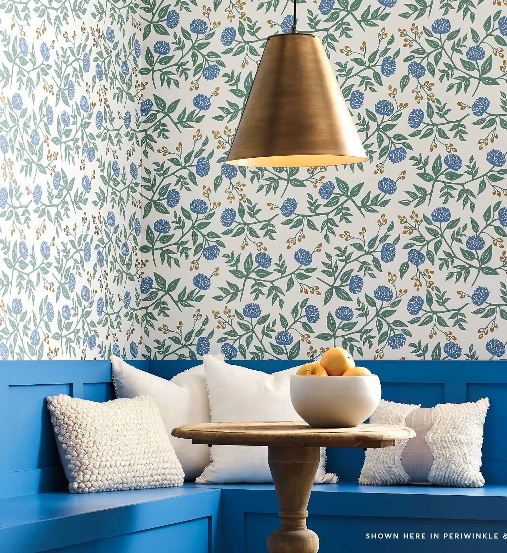 Peonies Wallpaper - Periwinkle & Sage - Image 2