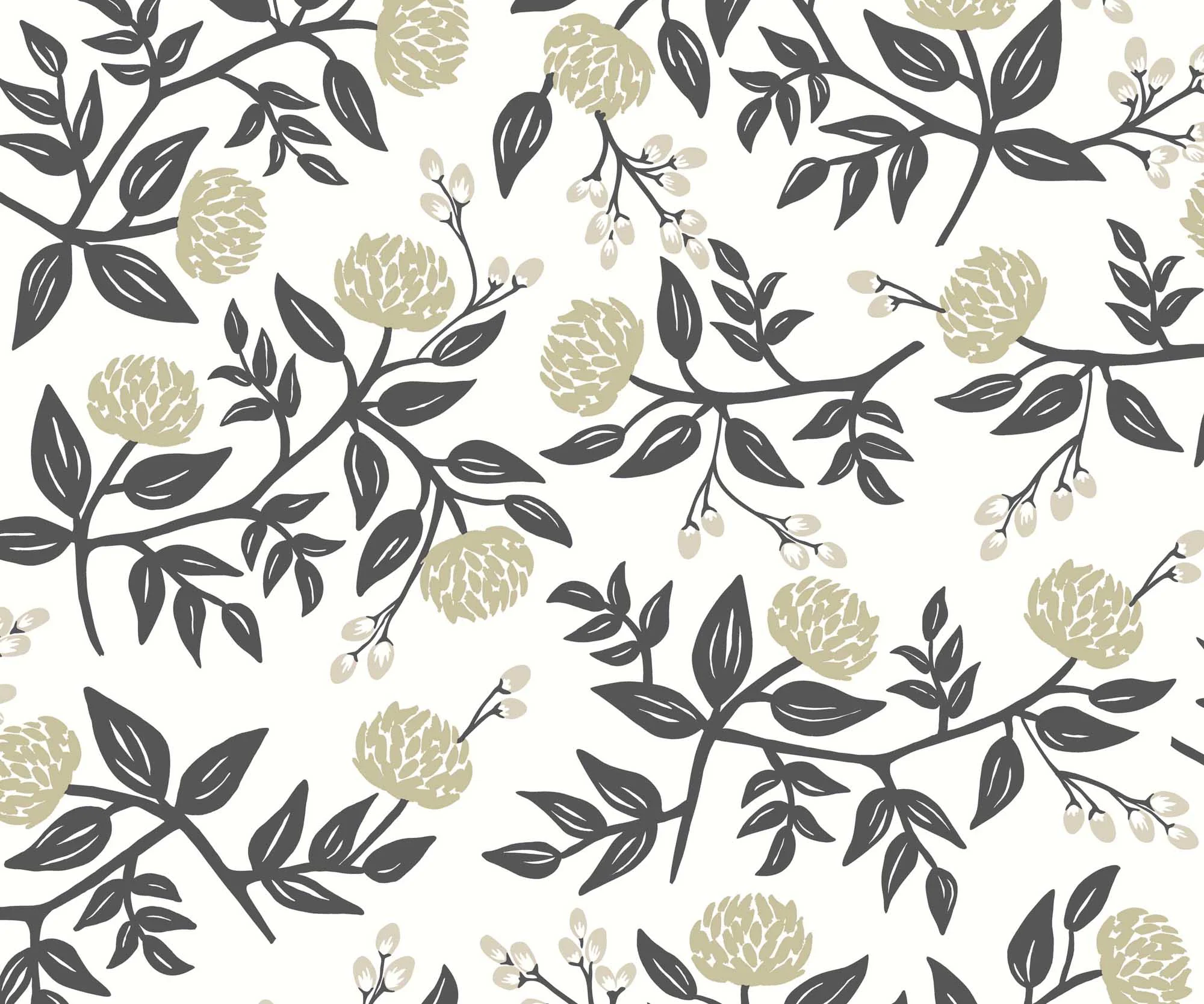 Peonies Wallpaper - White & Black - Image 3