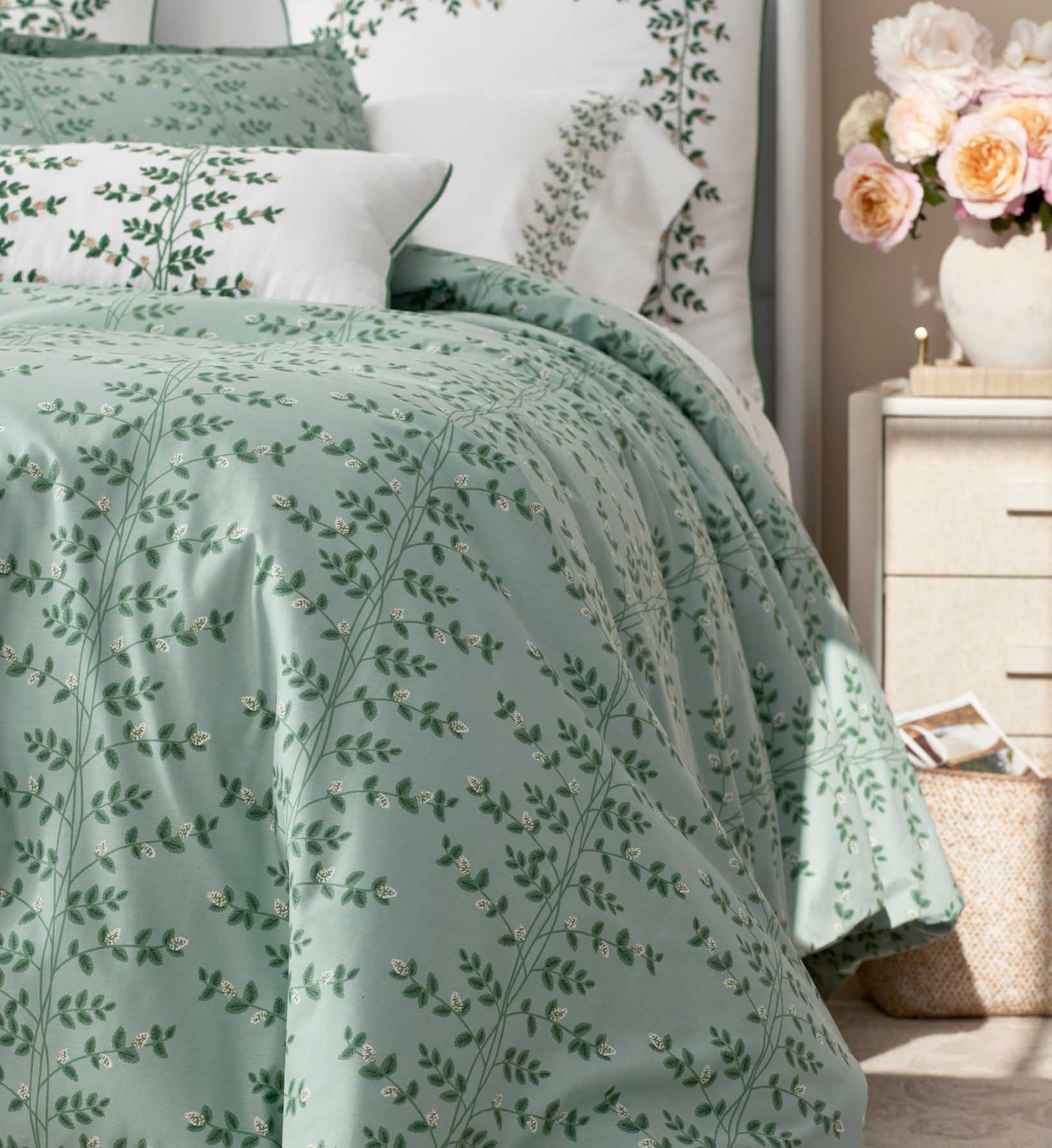 Percale Duvet Cover - Climbing Vines Sage - Image 3