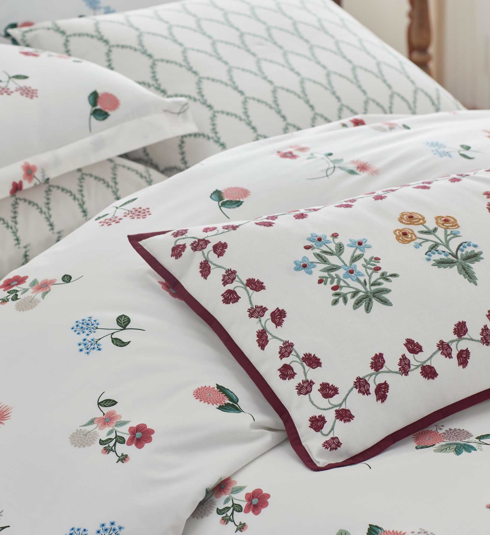 Percale Duvet Cover - Ditsy Dahlia Ivory - Image 4
