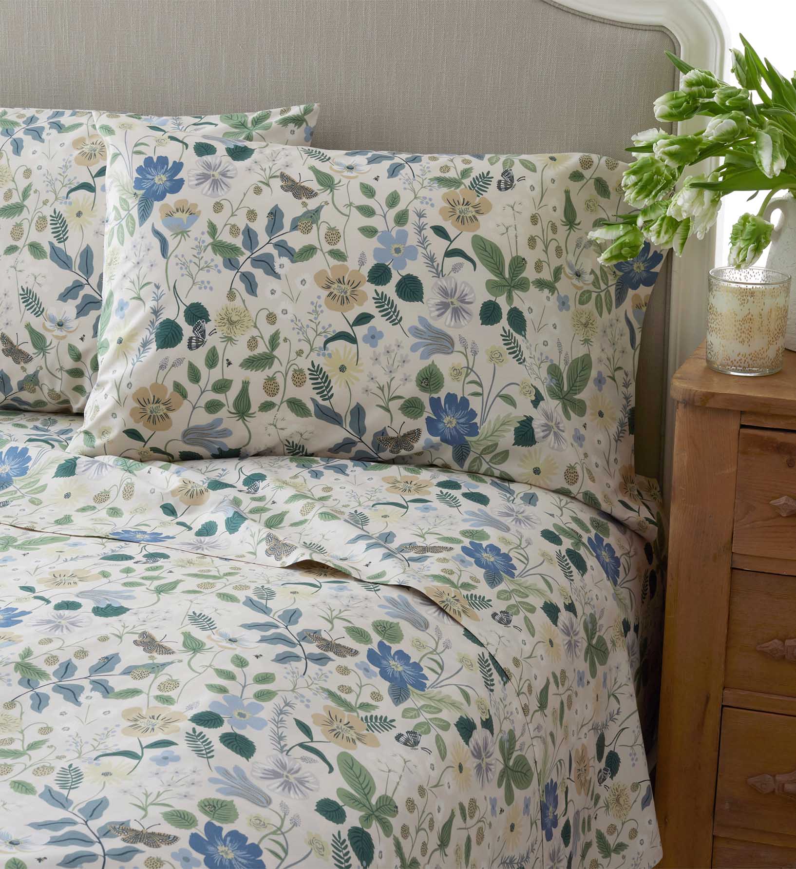 Percale Fitted Sheet - Strawberry Fields Beige - Image 2