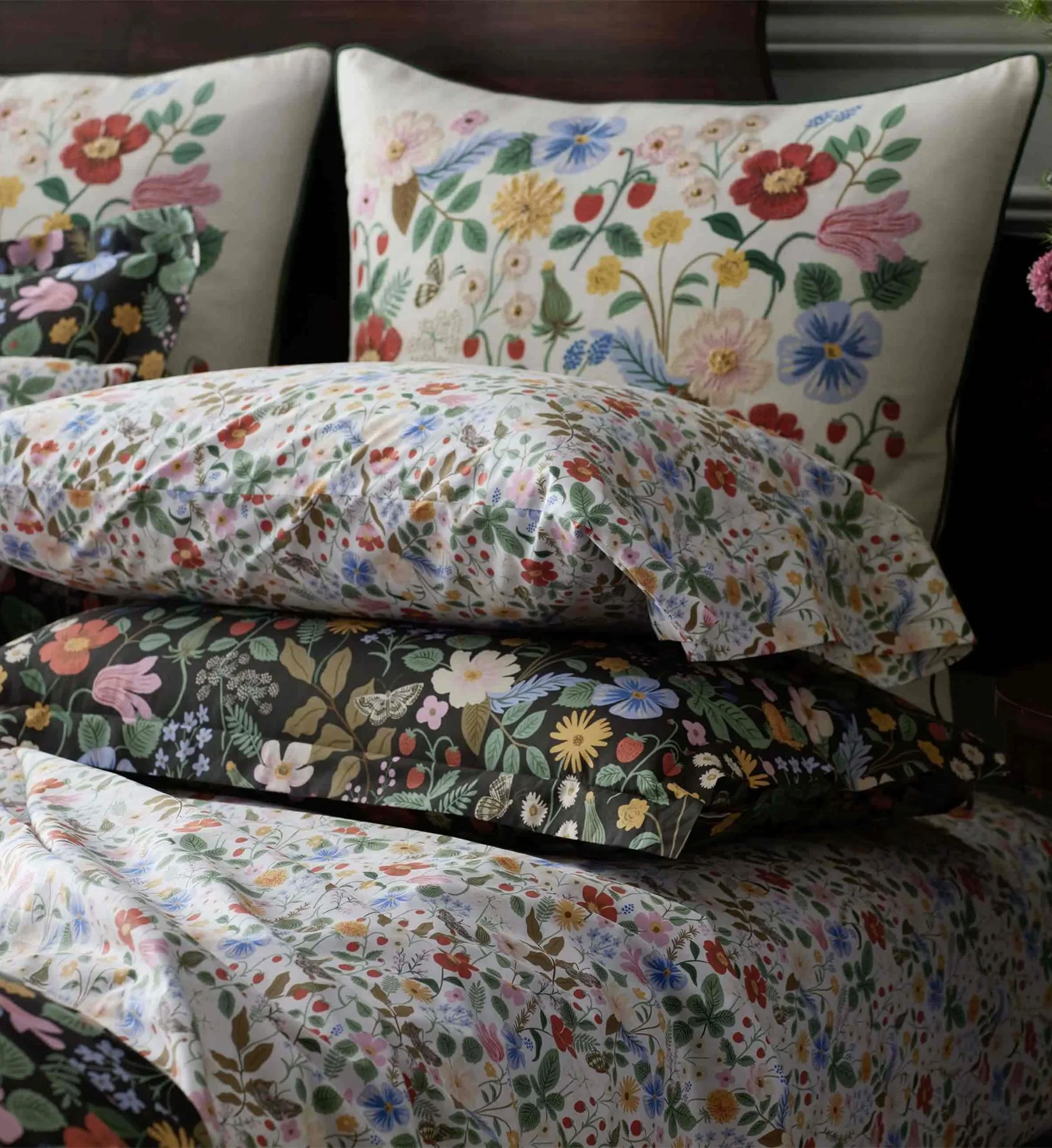 Percale Pillowcases - Strawberry Fields White - Image 4