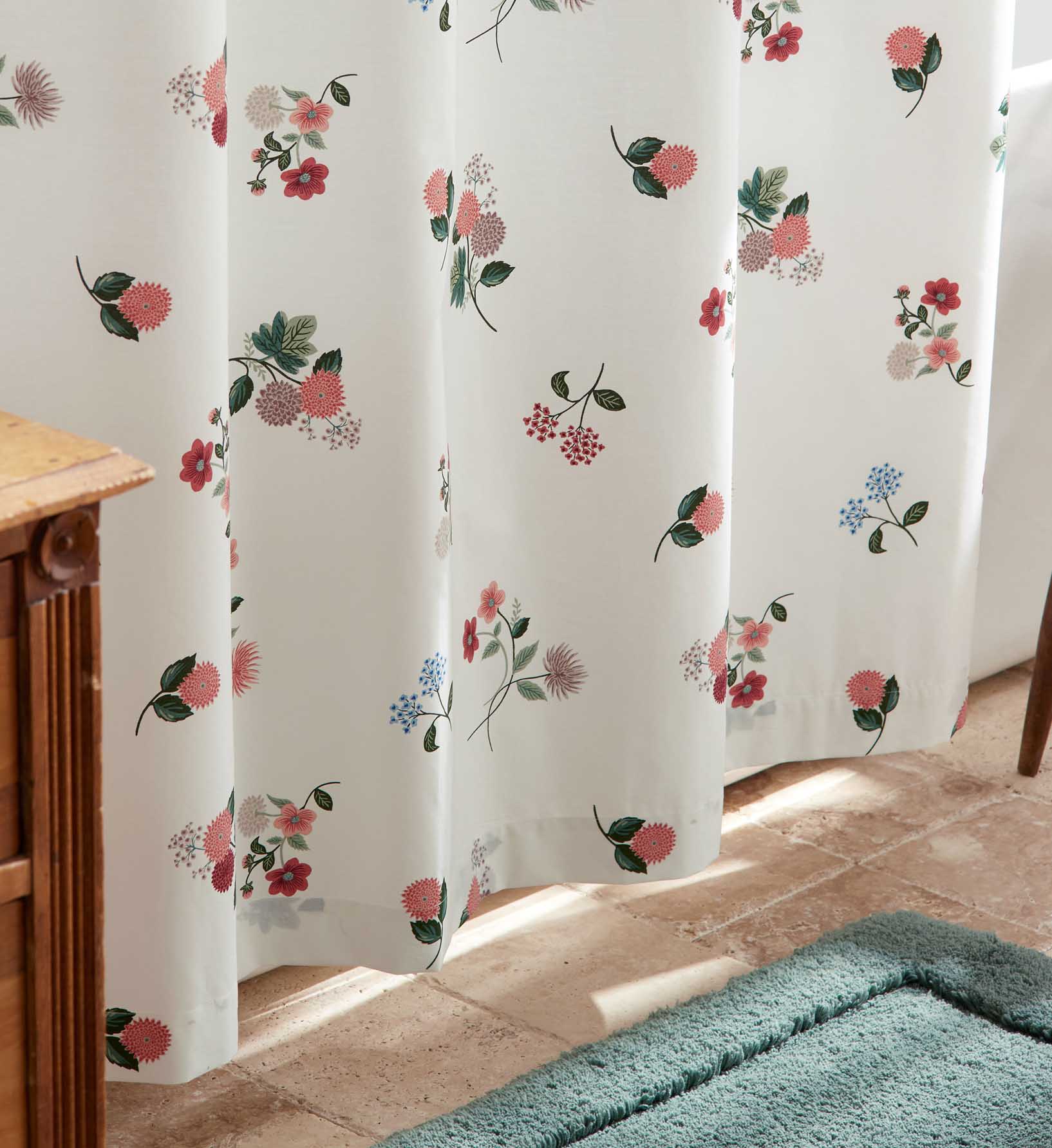 Percale Shower Curtain - Ditsy Dahlia Ivory - Image 3