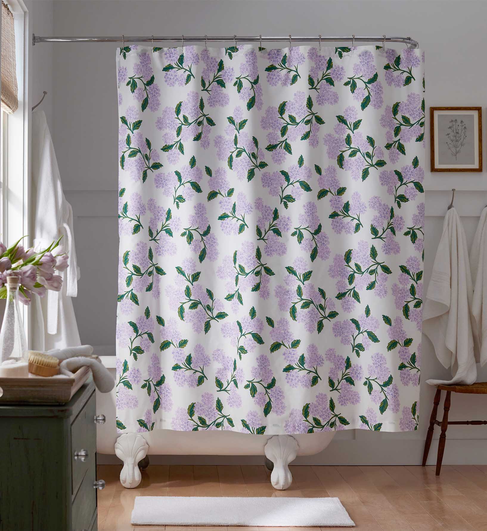 Percale Shower Curtain - Hydrangea Lilac - Image 2