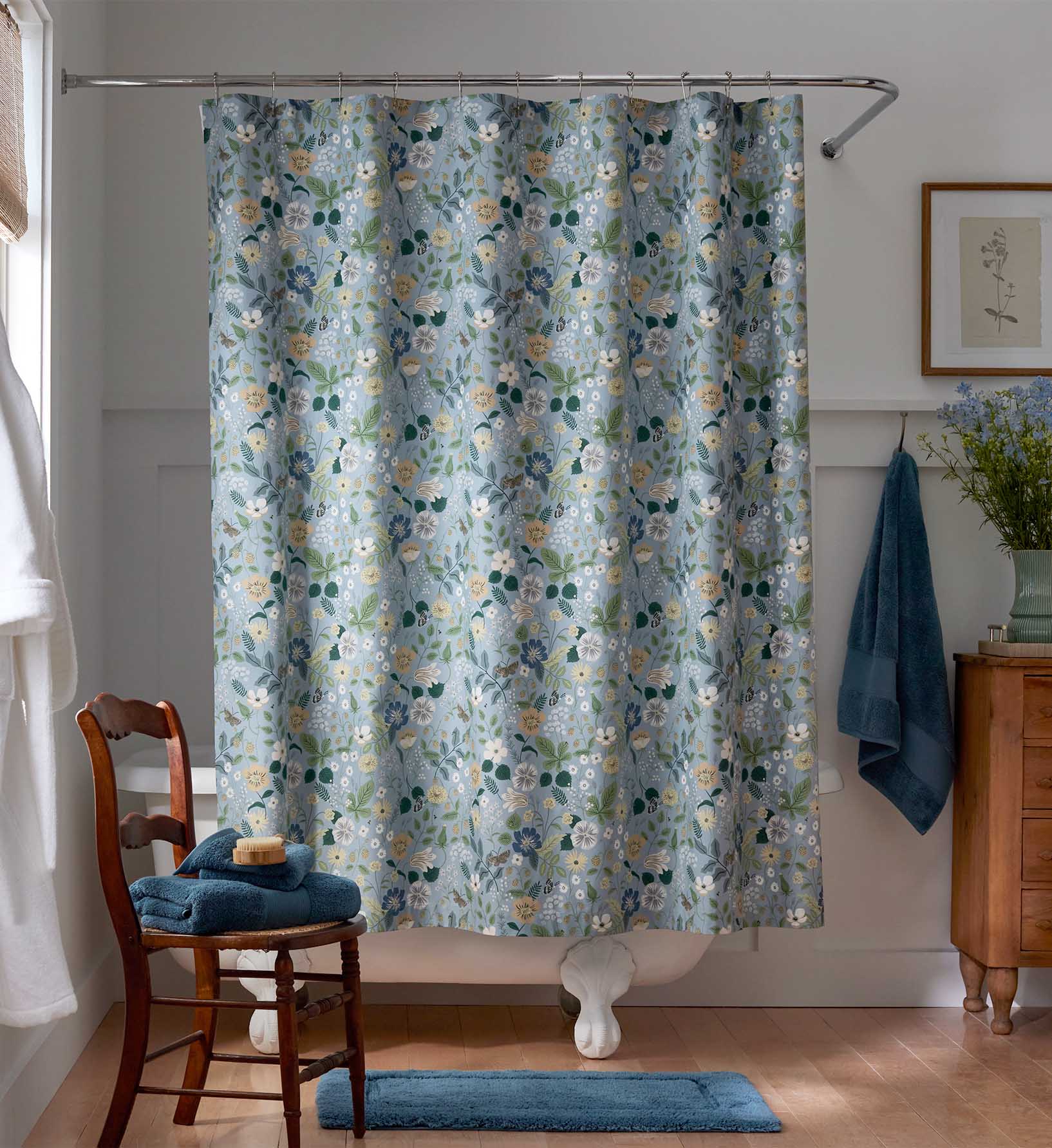 Percale Shower Curtain - Strawberry Fields Slate - Image 2
