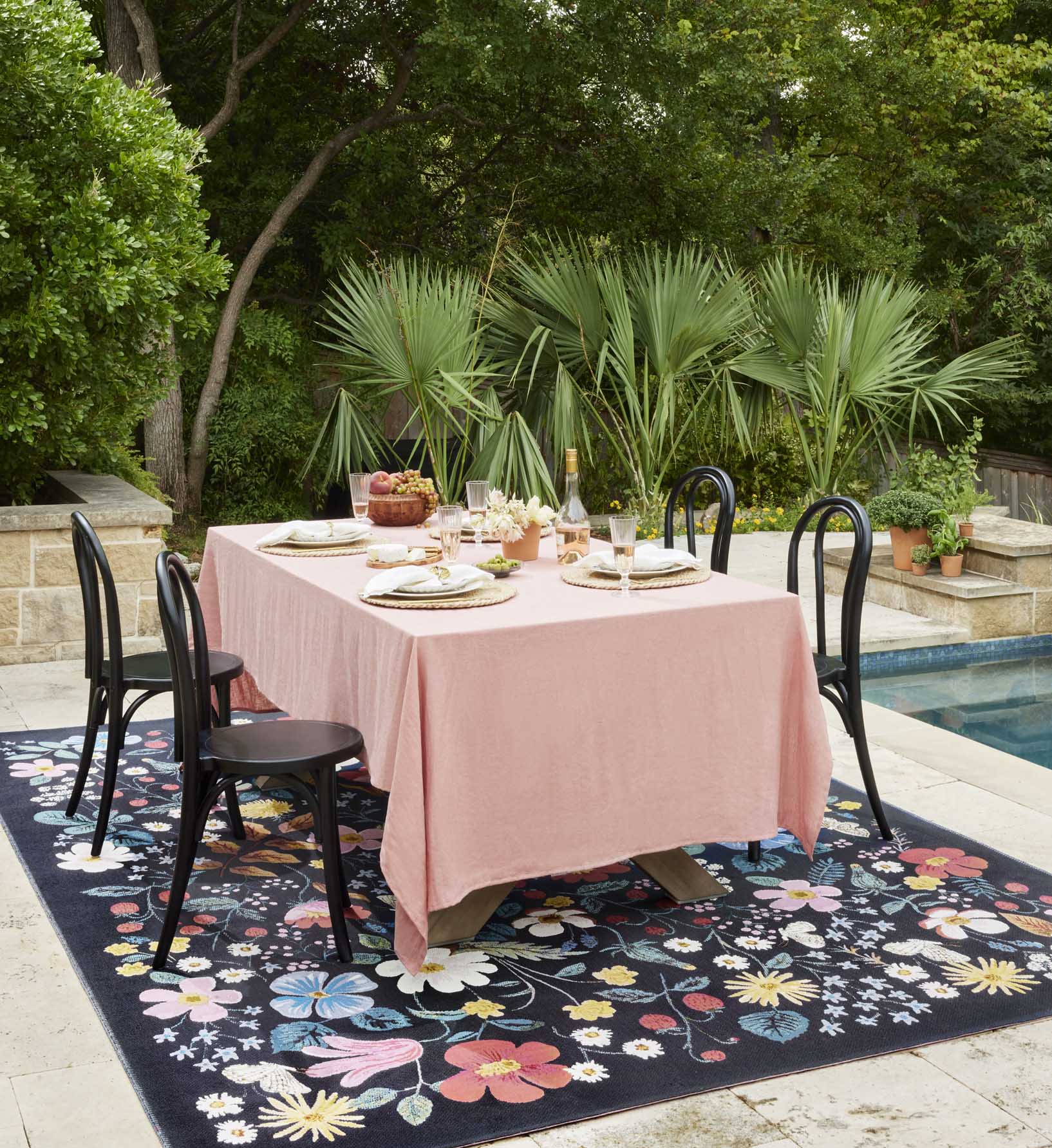 Perennial Strawberry Fields Power Loomed Rug - Black - Image 2