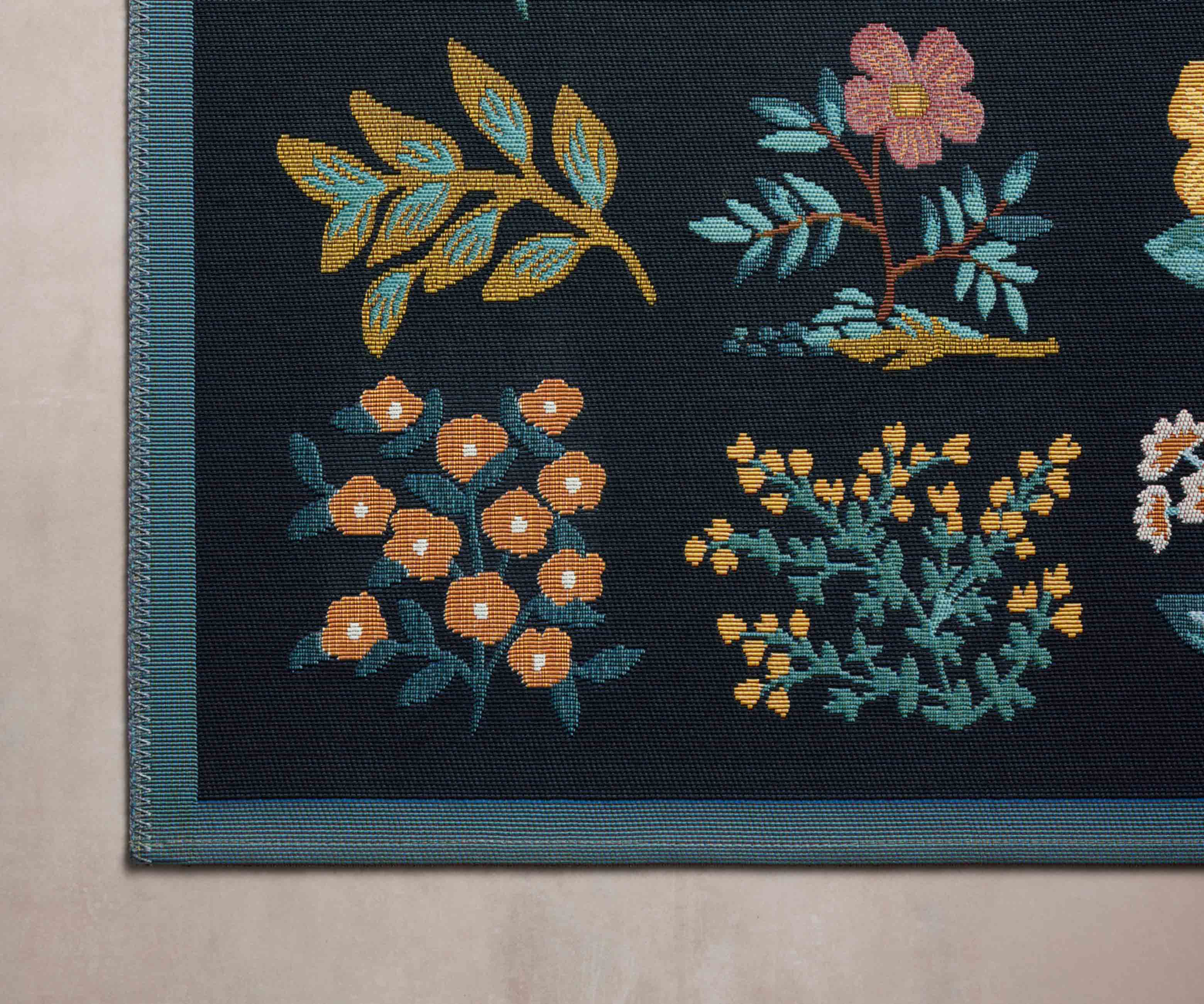 Perennial Wildflower Power Loomed Rug - Black - Image 5