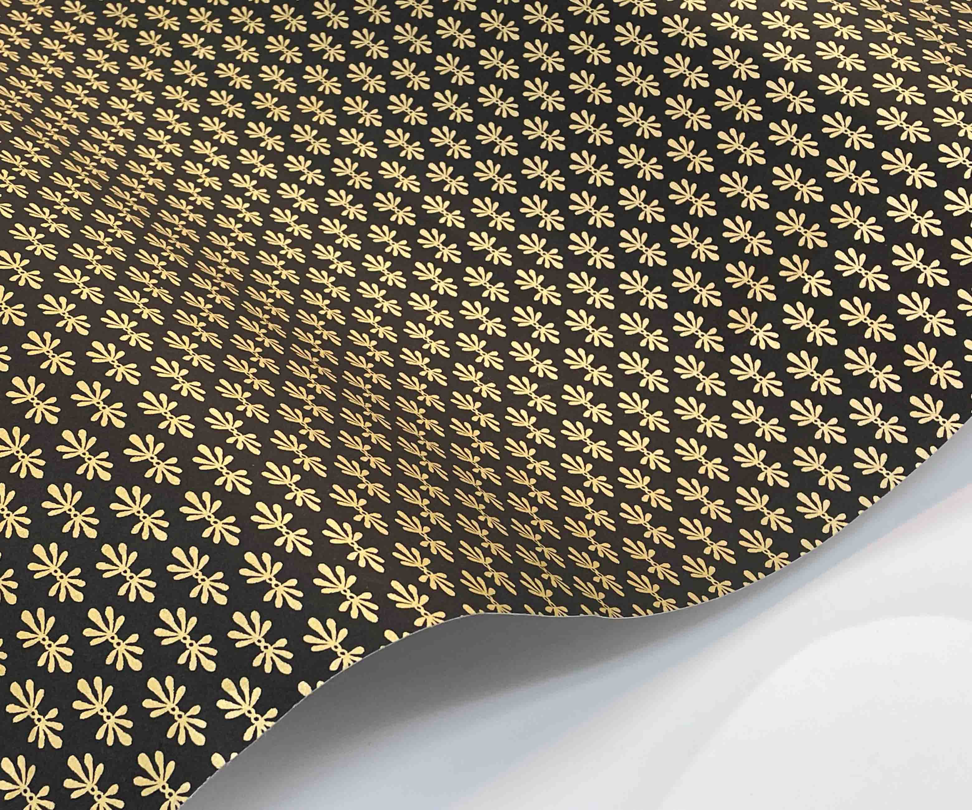 Petal Wallpaper Sample - Black & Metallic Gold - Image 2