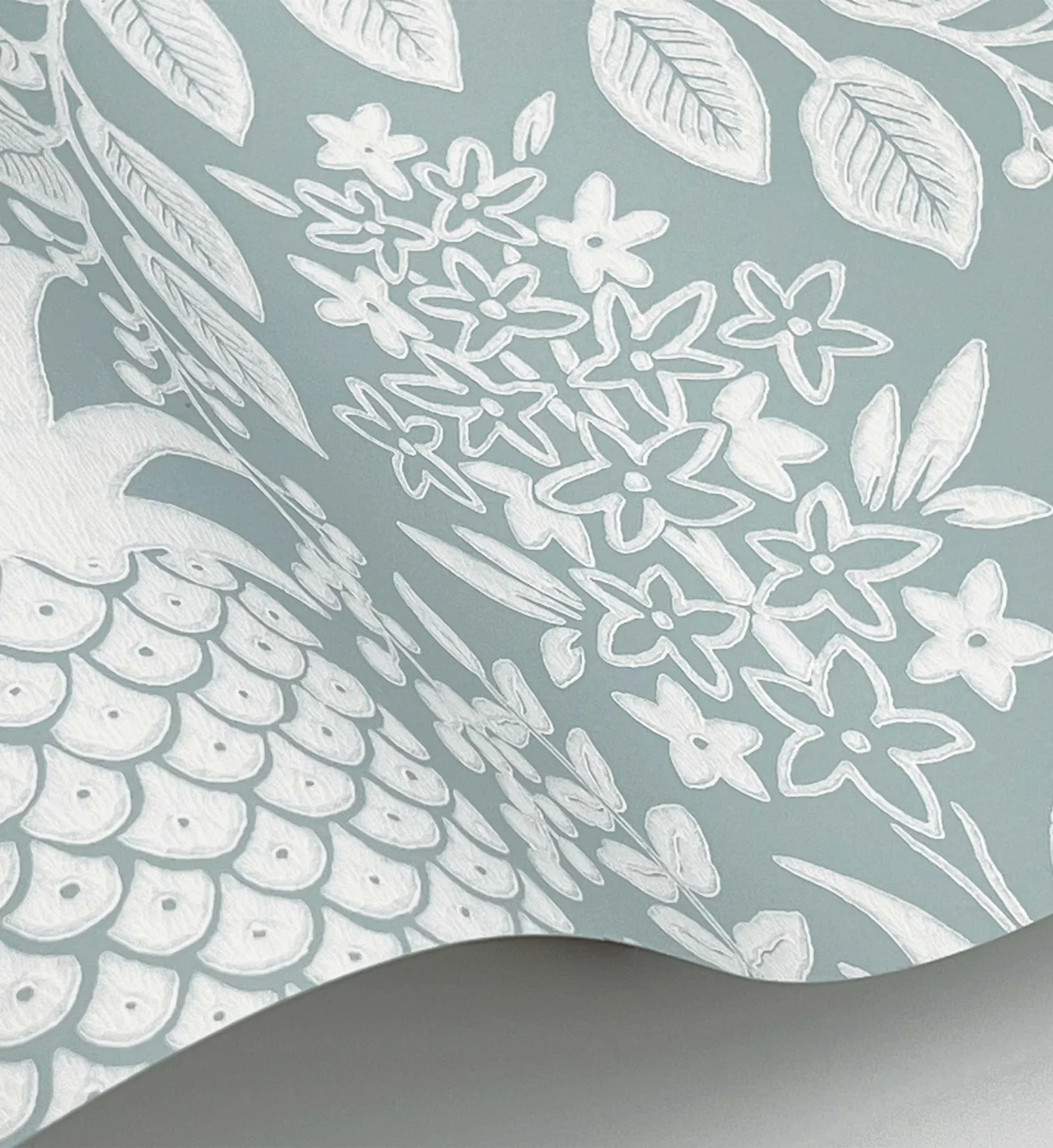 Pineapple Damask Wallpaper - Light Blue - Image 4