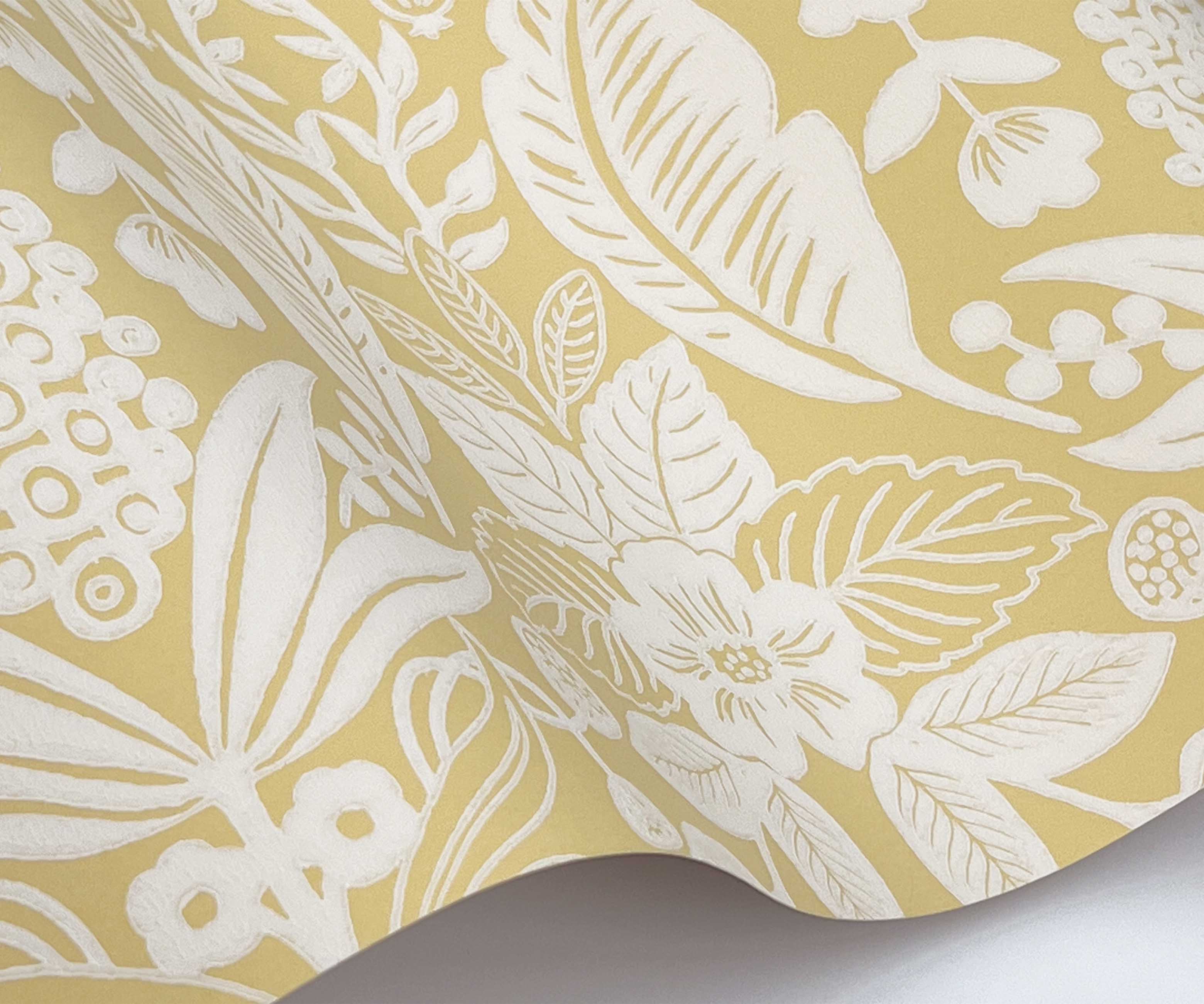 Pineapple Damask Wallpaper Sample - Yellow - Image 2