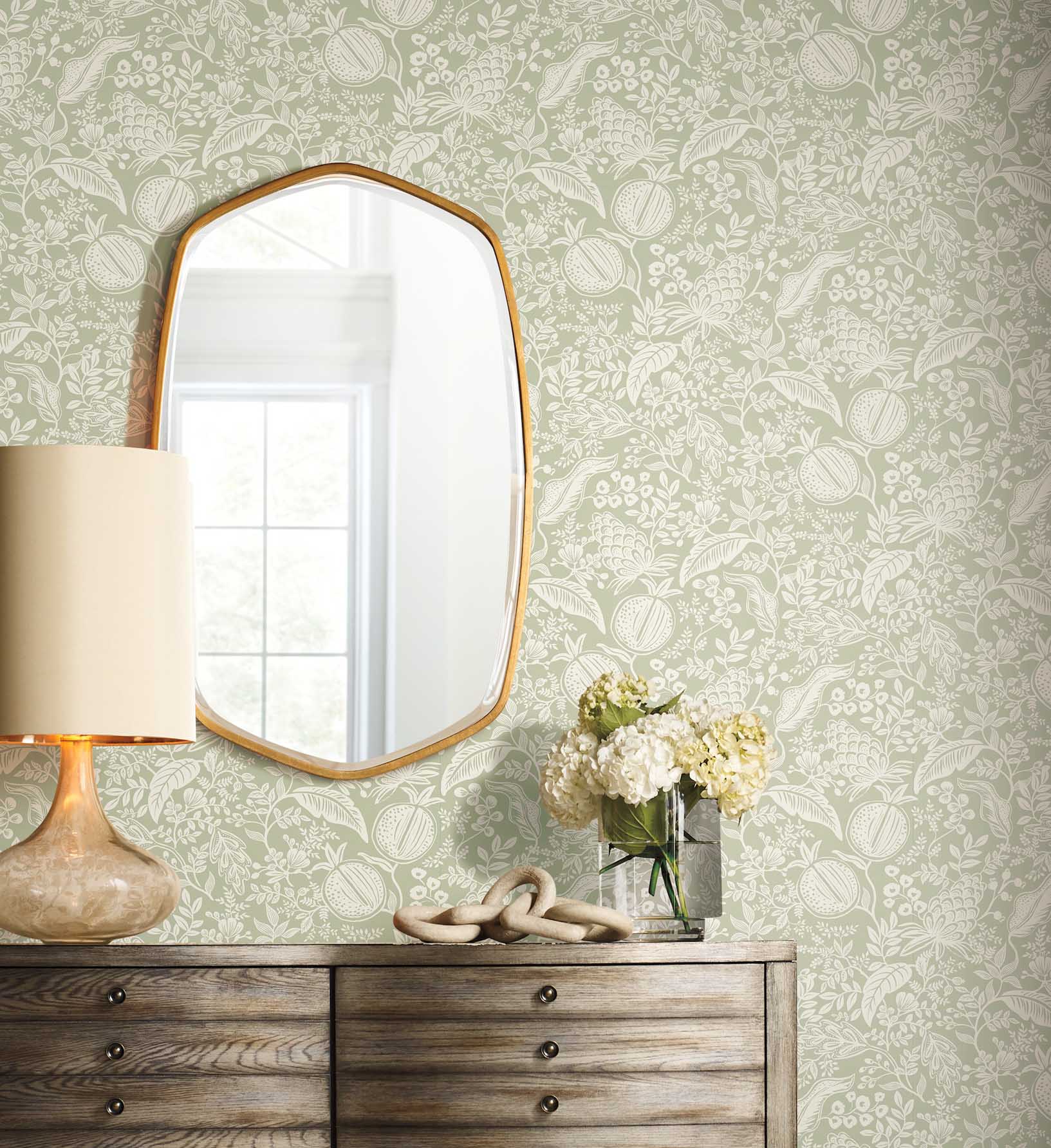 Pomegranate Peel & Stick Wallpaper - Pistachio & White - Image 2