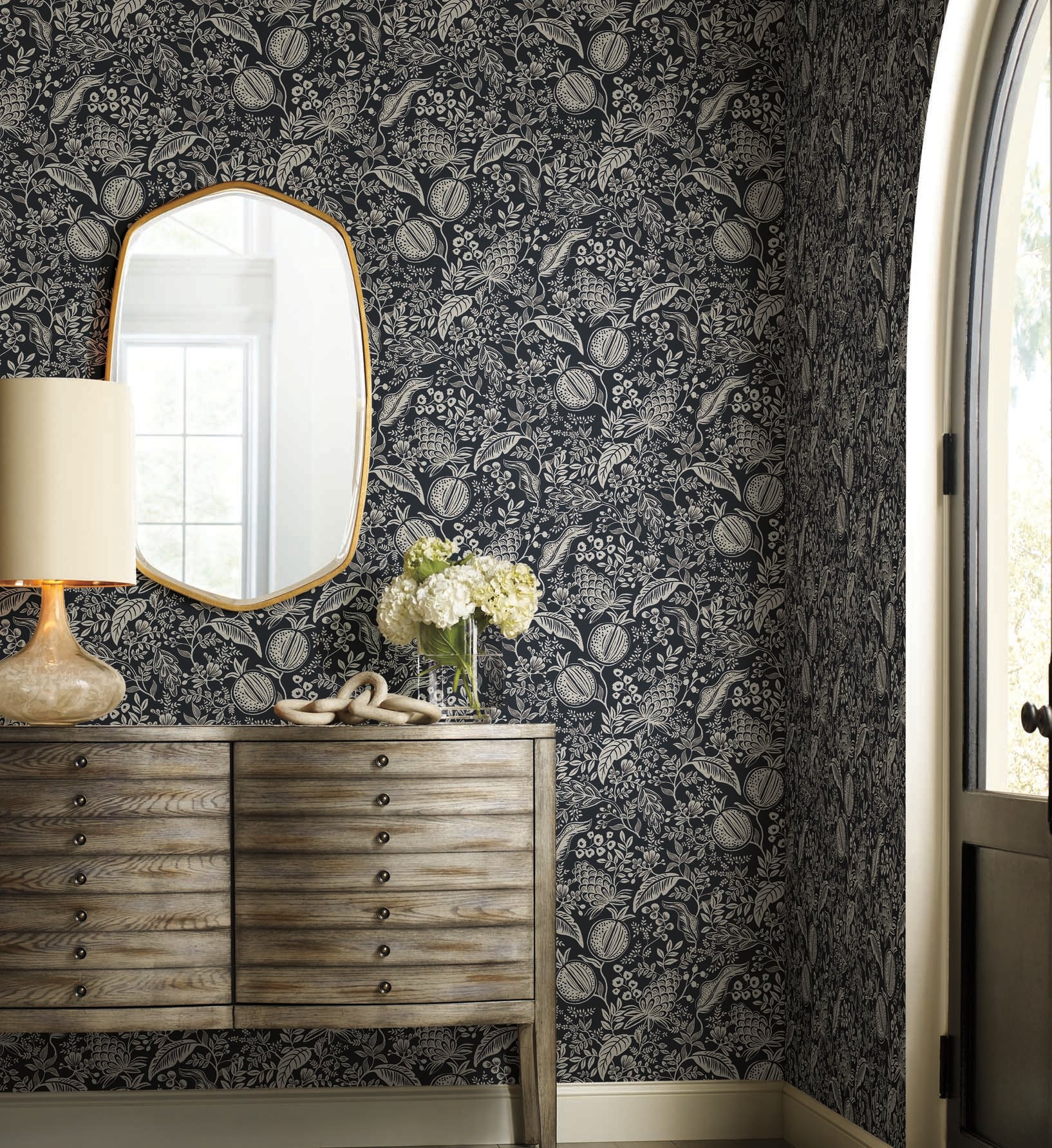 Pomegranate Wallpaper - Black & Linen - Image 2