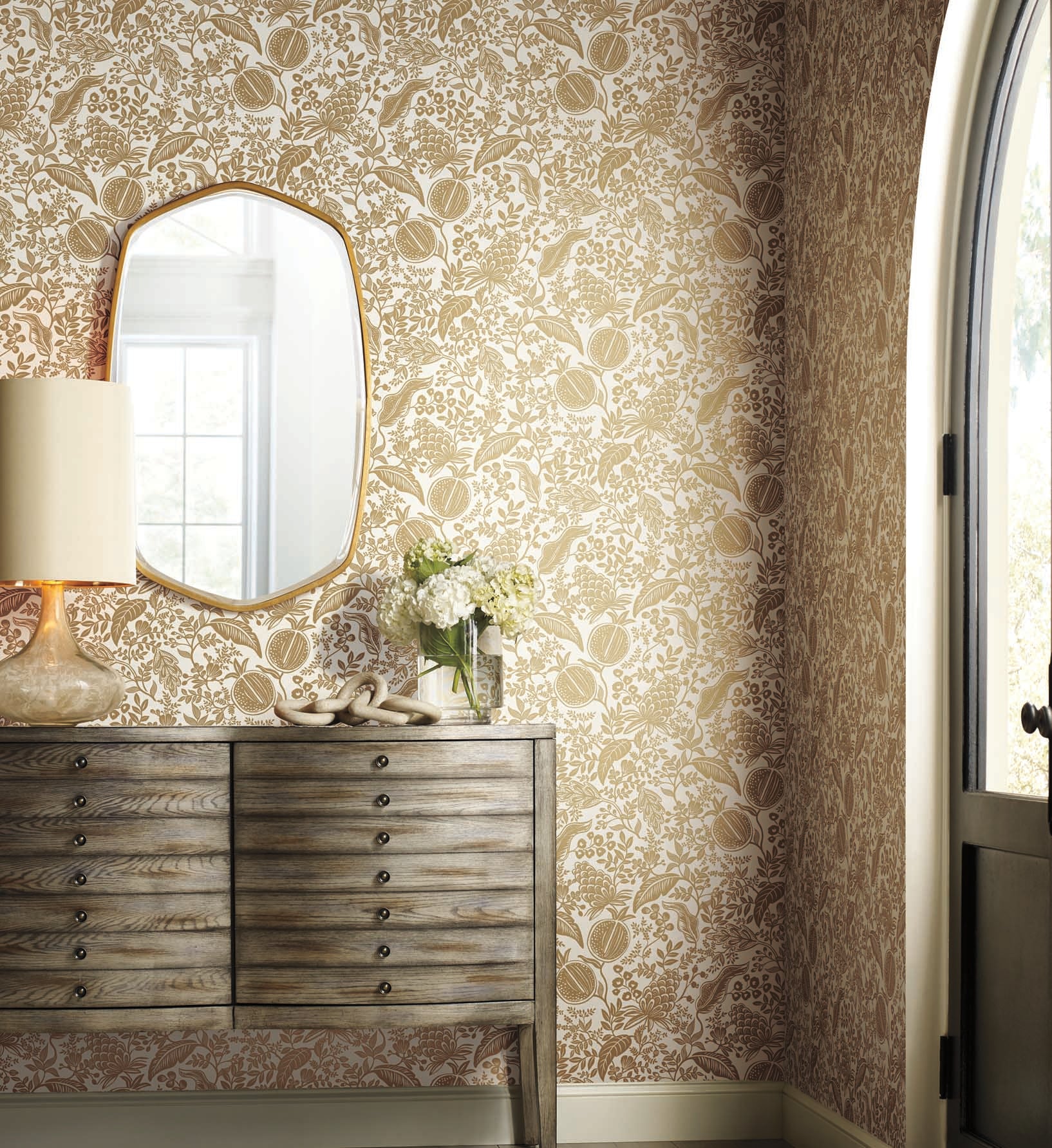Pomegranate Wallpaper - White & Metallic Gold - Image 2