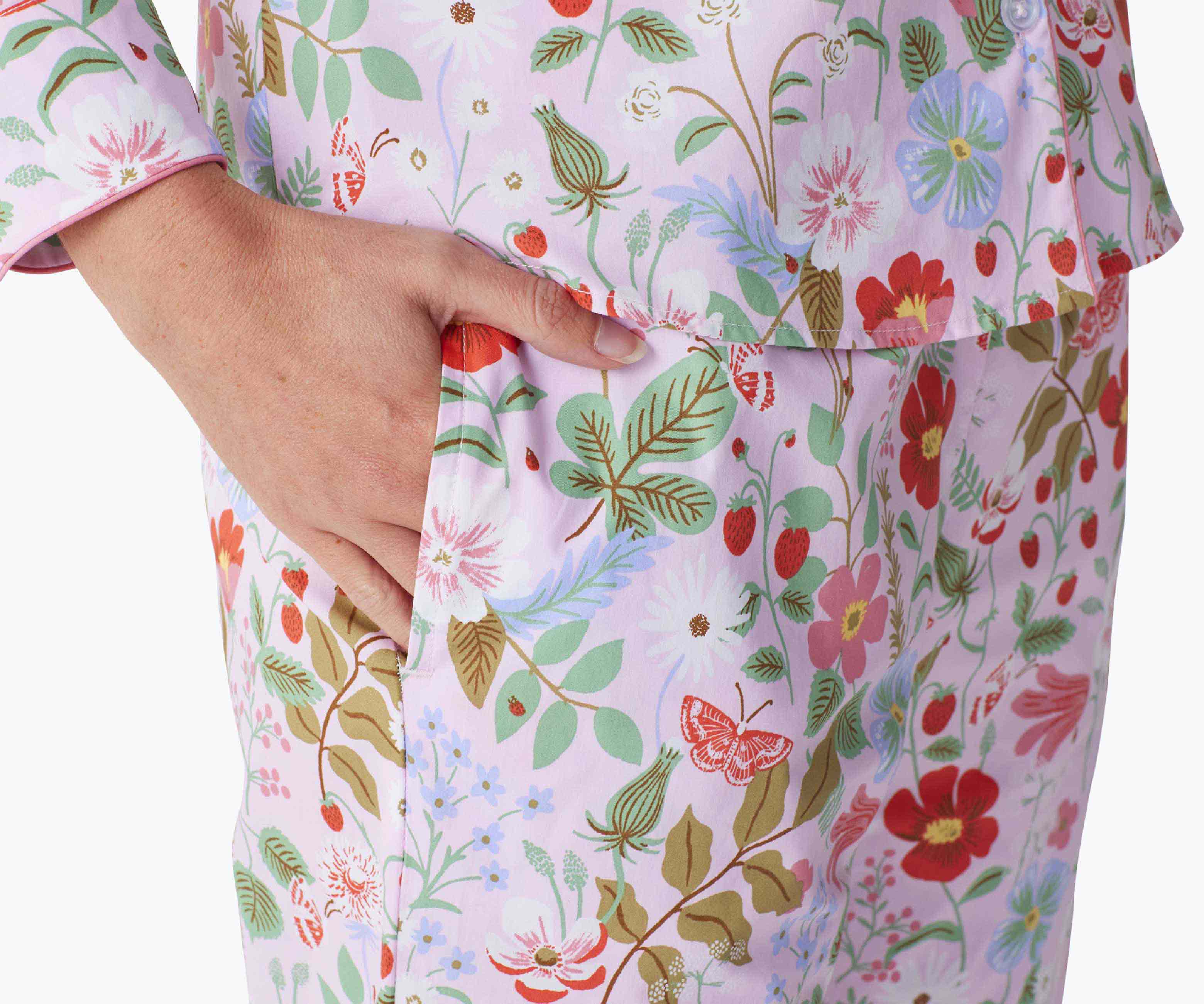 Poplin Button Front Long Set - Strawberry Fields - Image 4