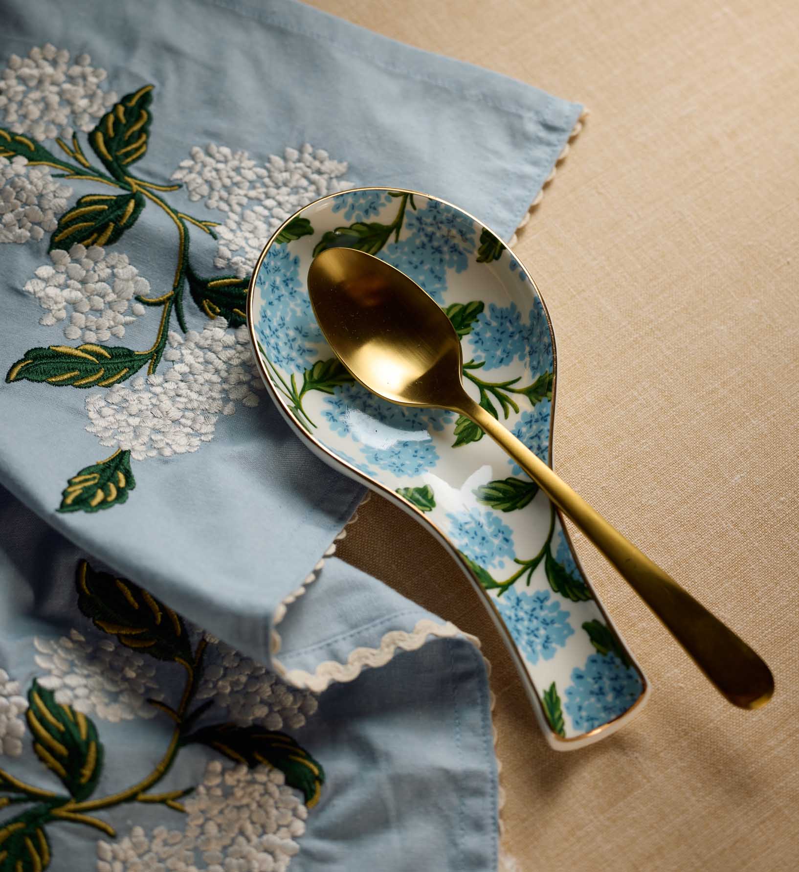 Porcelain Spoon Rest - Hydrangea - Image 2