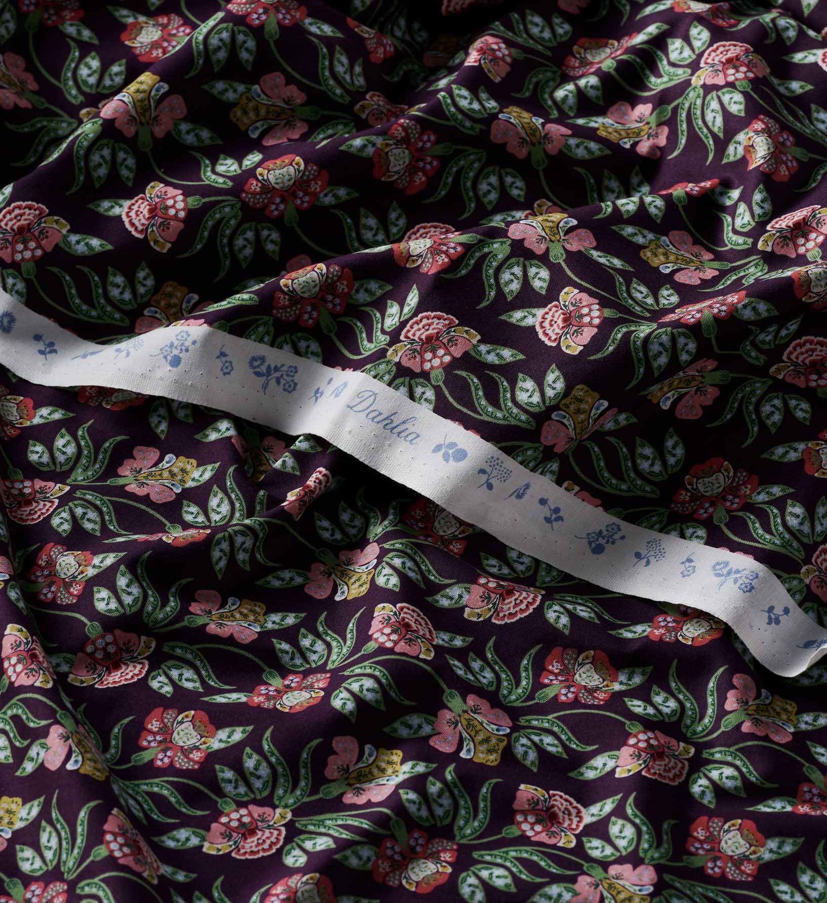 Posy Cotton Fabric - Aubergine - Image 2