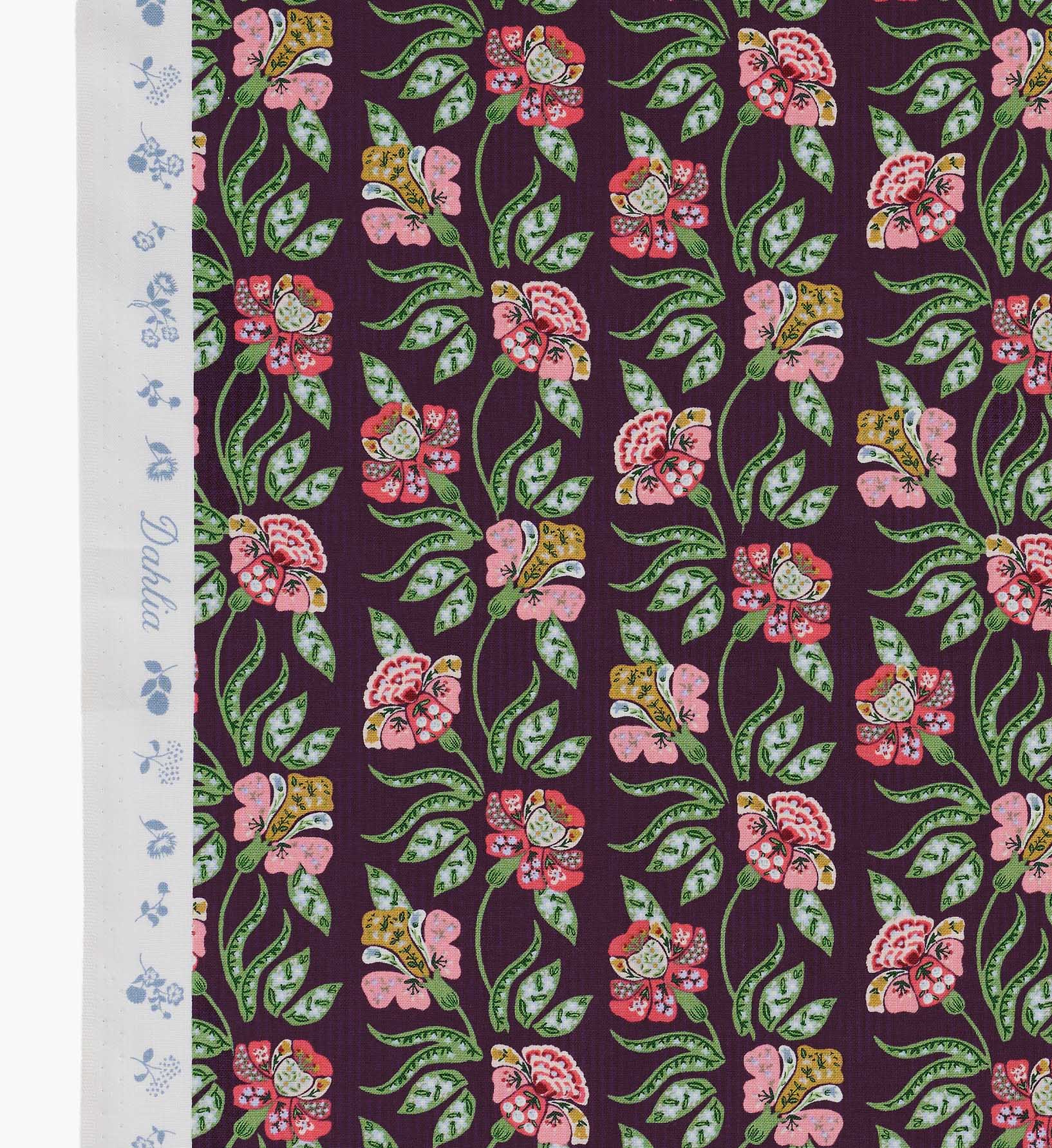 Posy Cotton Fabric - Aubergine - Image 4