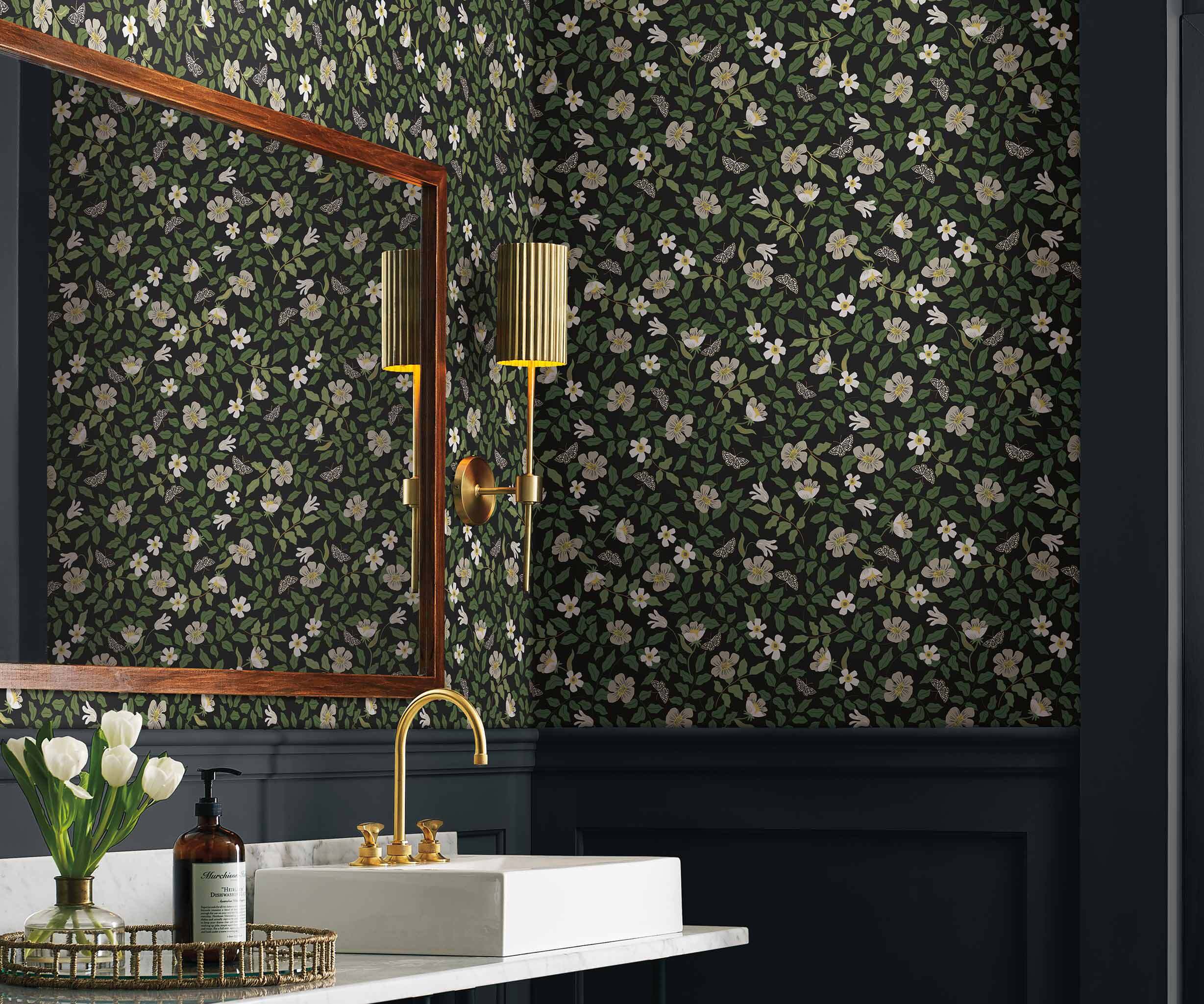 Primrose Peel & Stick Wallpaper Sample - Linen & Black - Image 2