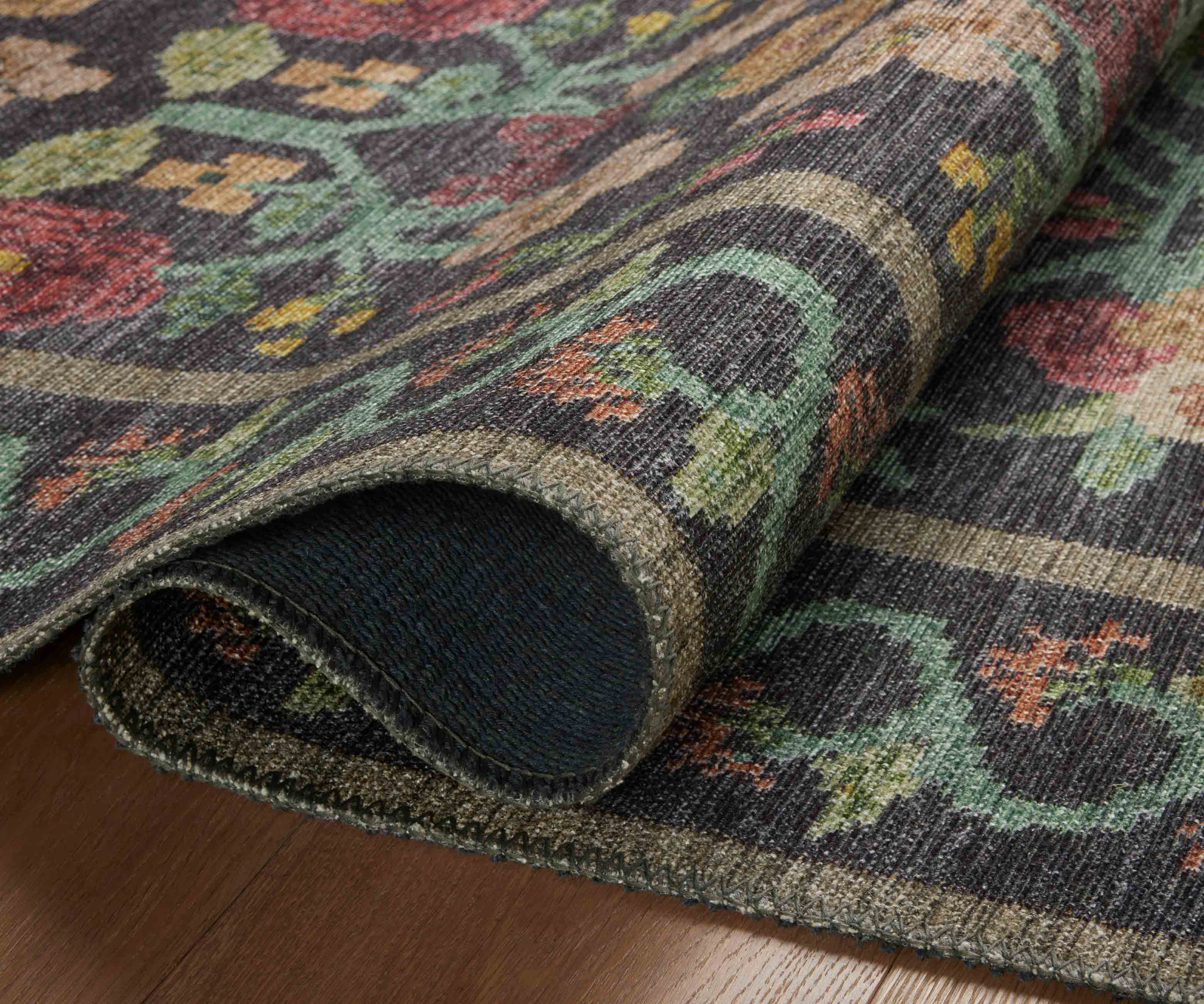 Rosa Power Loomed Rug - Black - Image 4