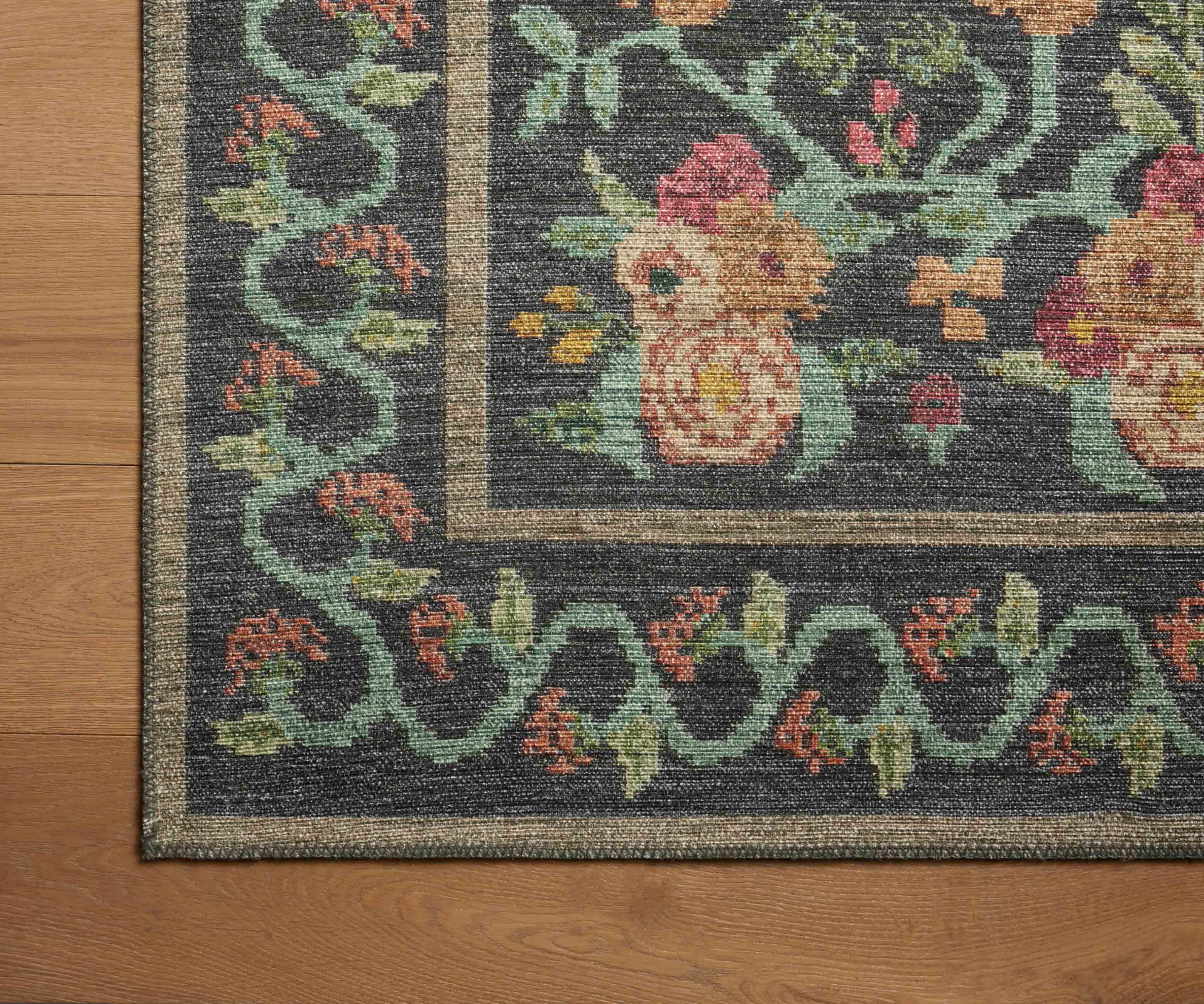 Rosa Power Loomed Rug - Black - Image 5