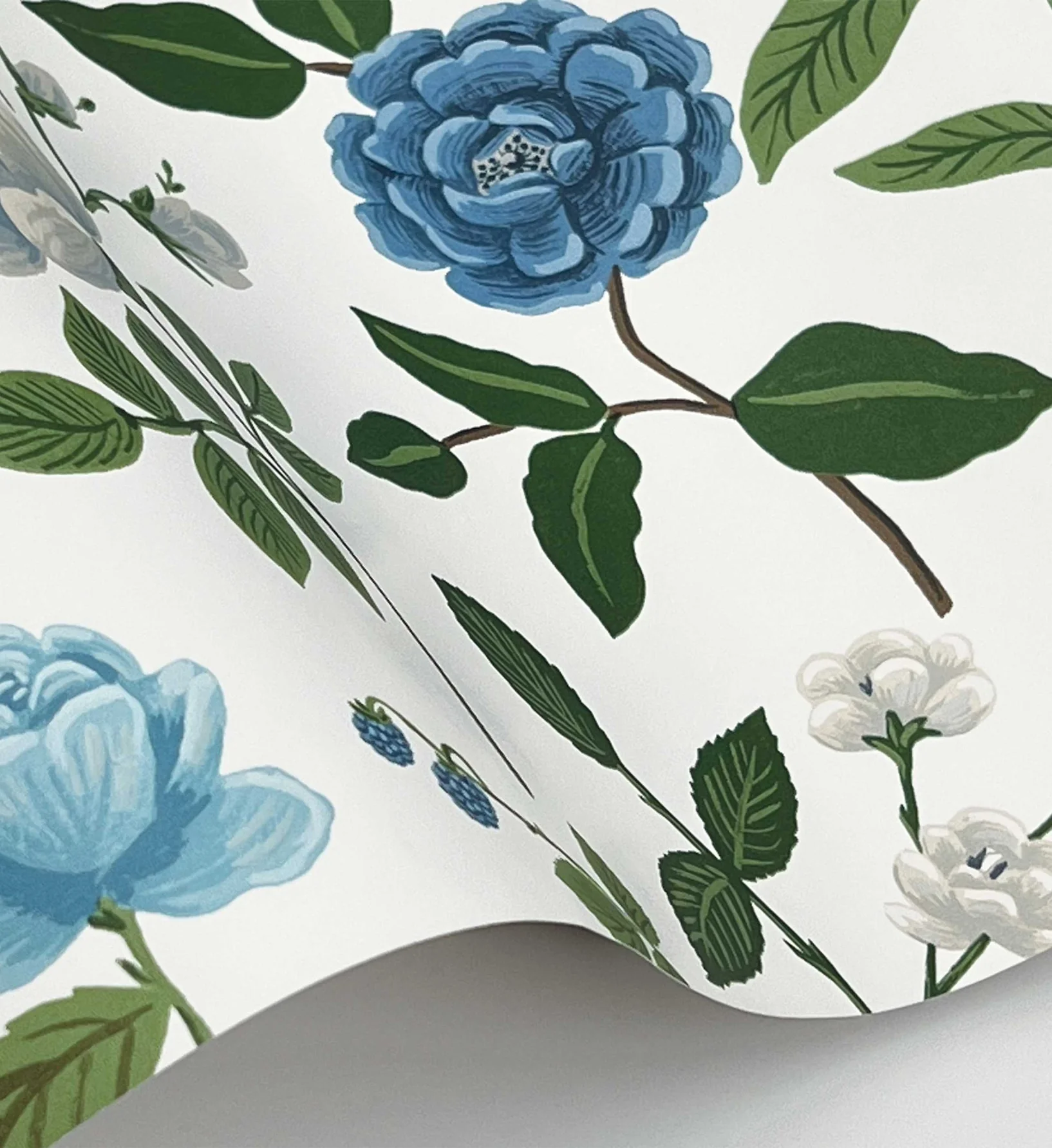 Roses Wallpaper - White & Blue - Image 4