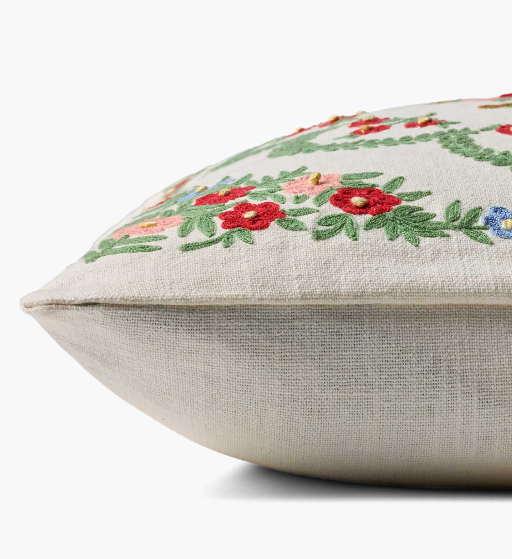 Rosette Vase Embroidered Pillow - Ivory - Image 3