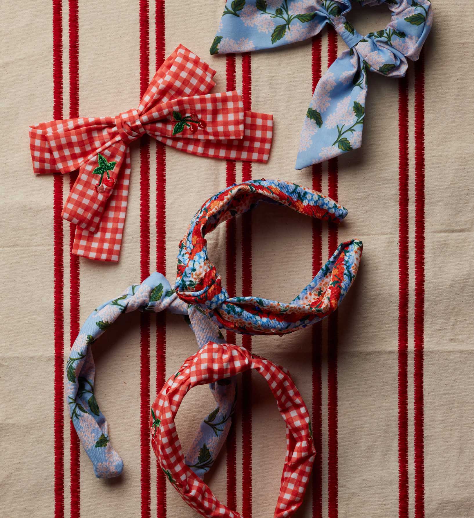 Embroidered Bow Clip - Gingham Cherries - Image 2