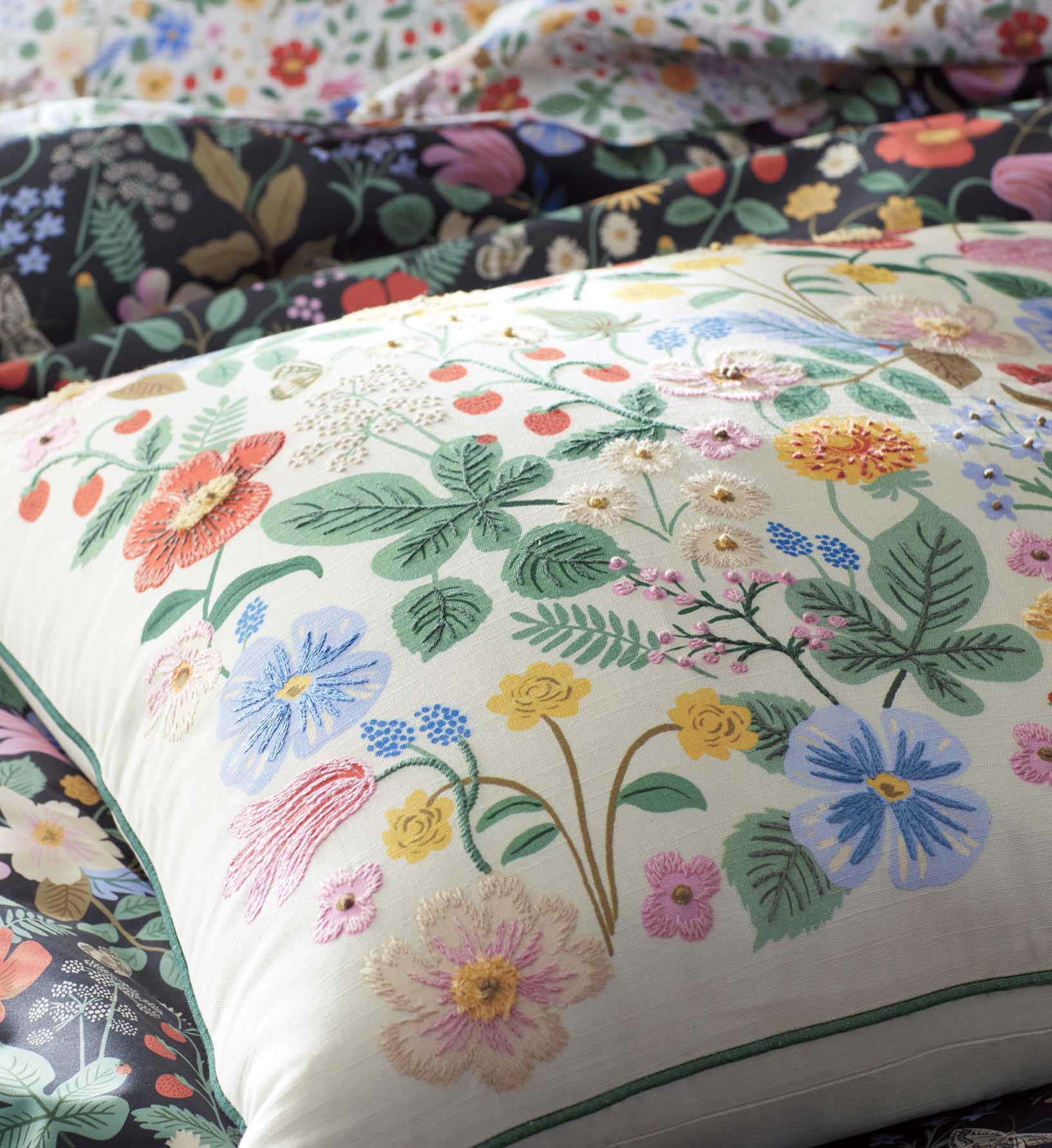 Embroidered Pillow Cover - Strawberry Fields - Image 2