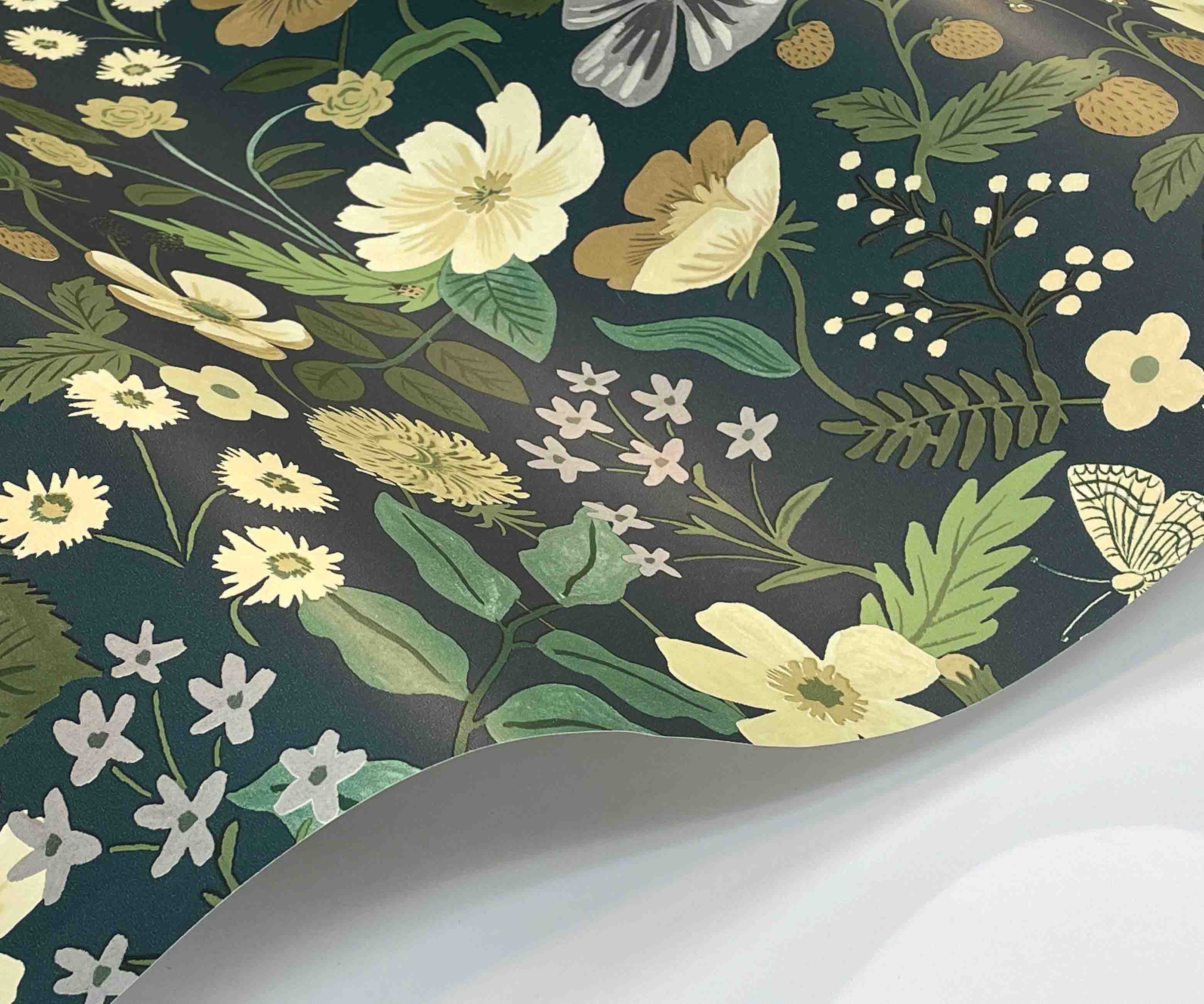 Strawberry Fields Wallpaper Sample - Teal - Image 2