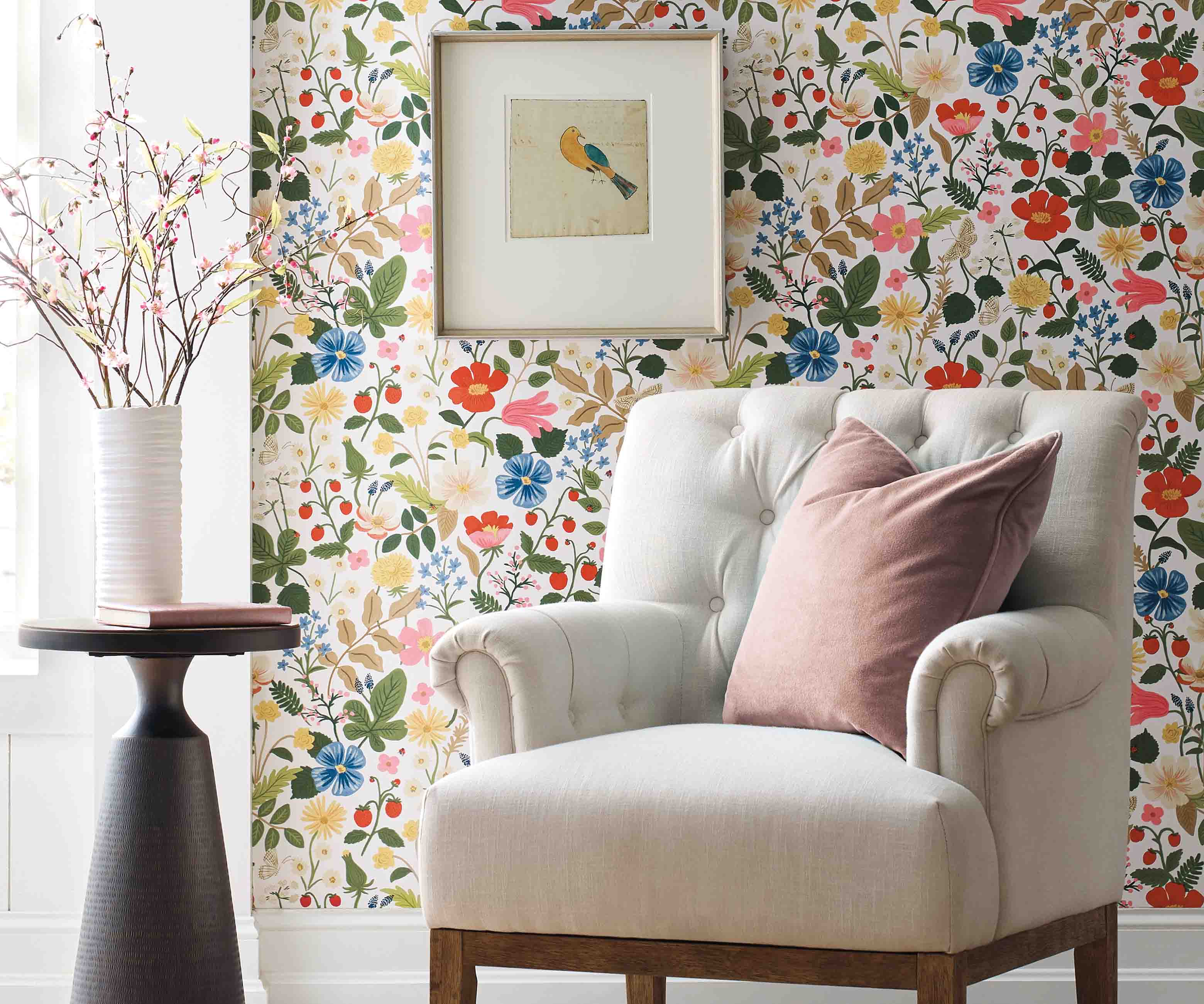Strawberry Fields Wallpaper Sample - White - Image 3
