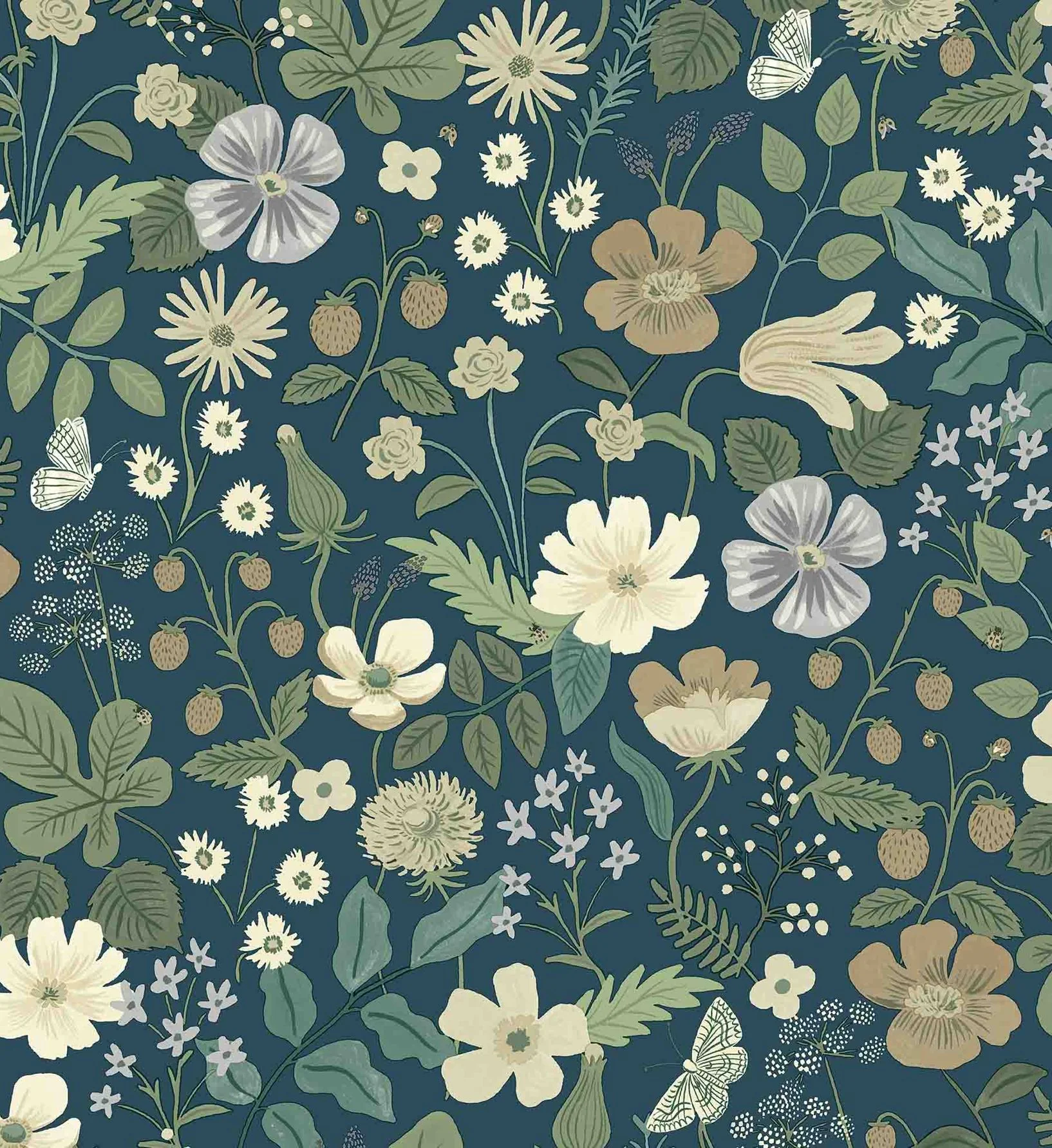 Strawberry Fields Wallpaper - Teal - Image 3