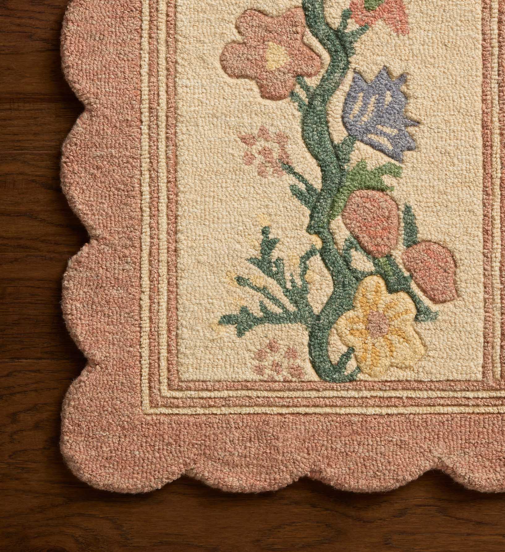 Thistle Wool Hooked Rug - Blush - Image 2