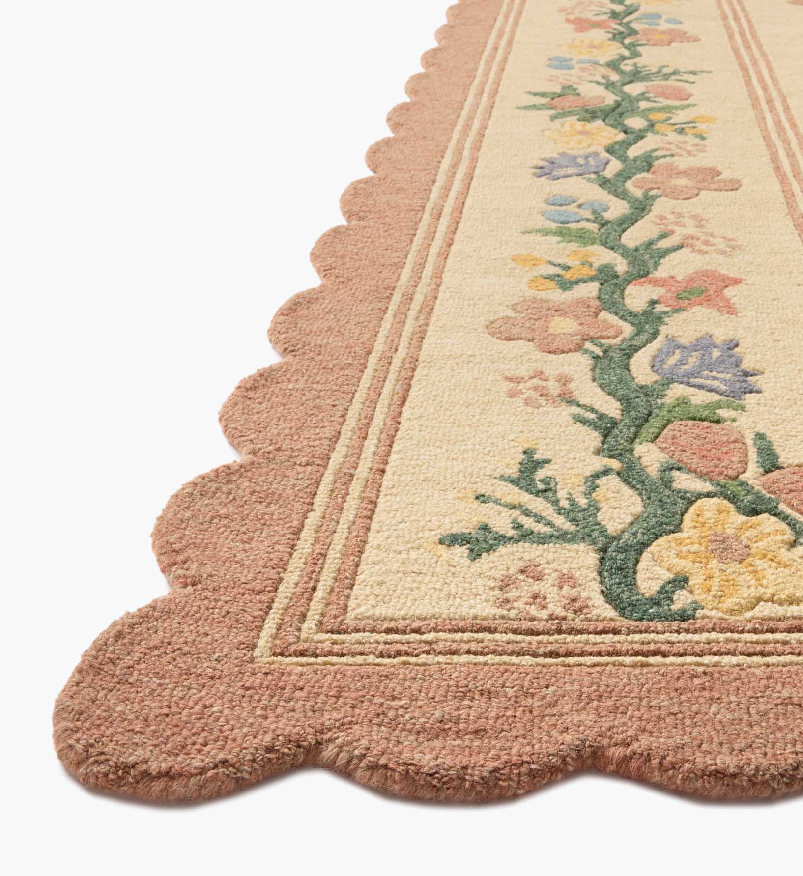 Thistle Wool Hooked Rug - Blush - Image 4