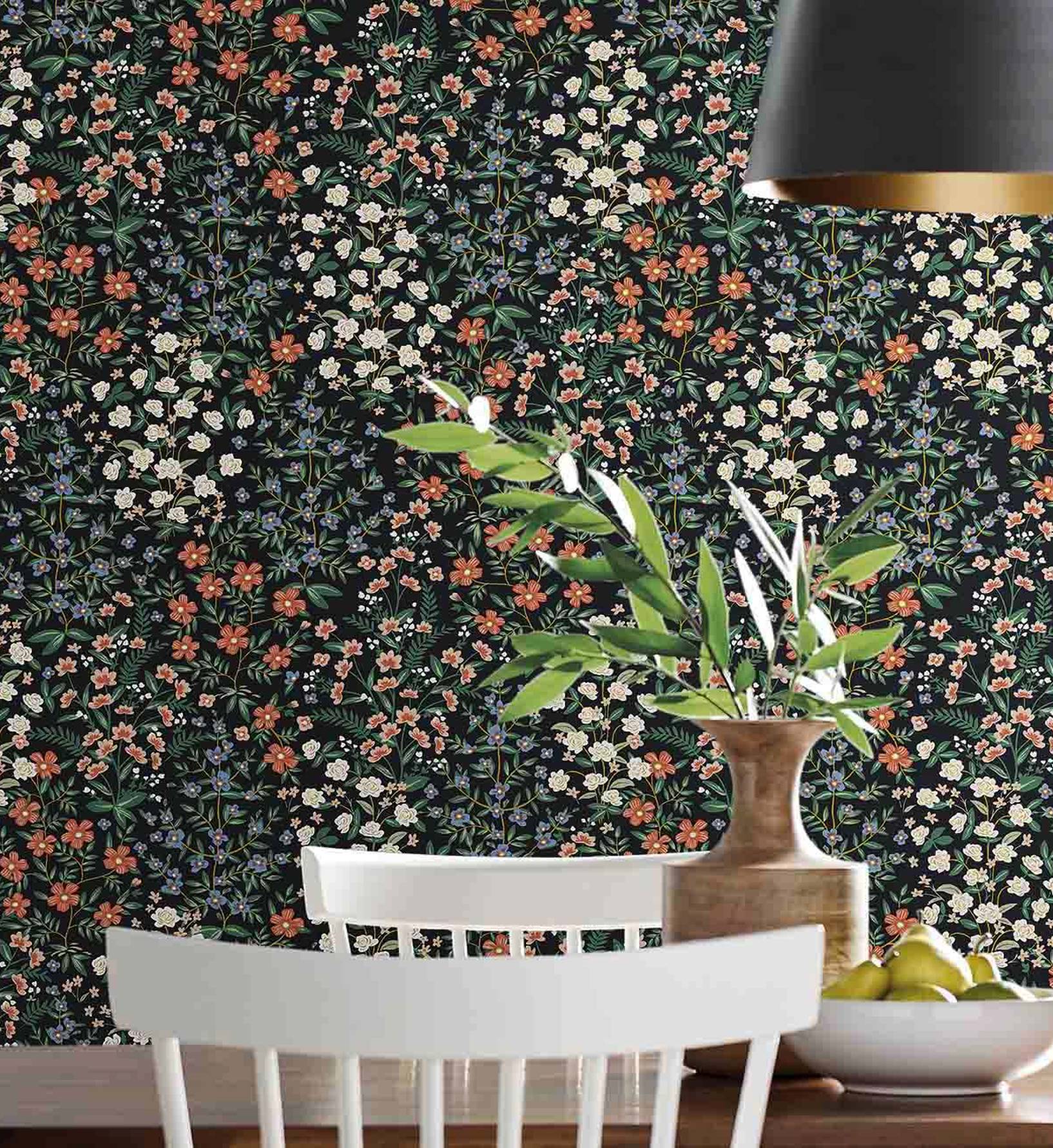 Wildwood Garden Wallpaper - Black - Image 2