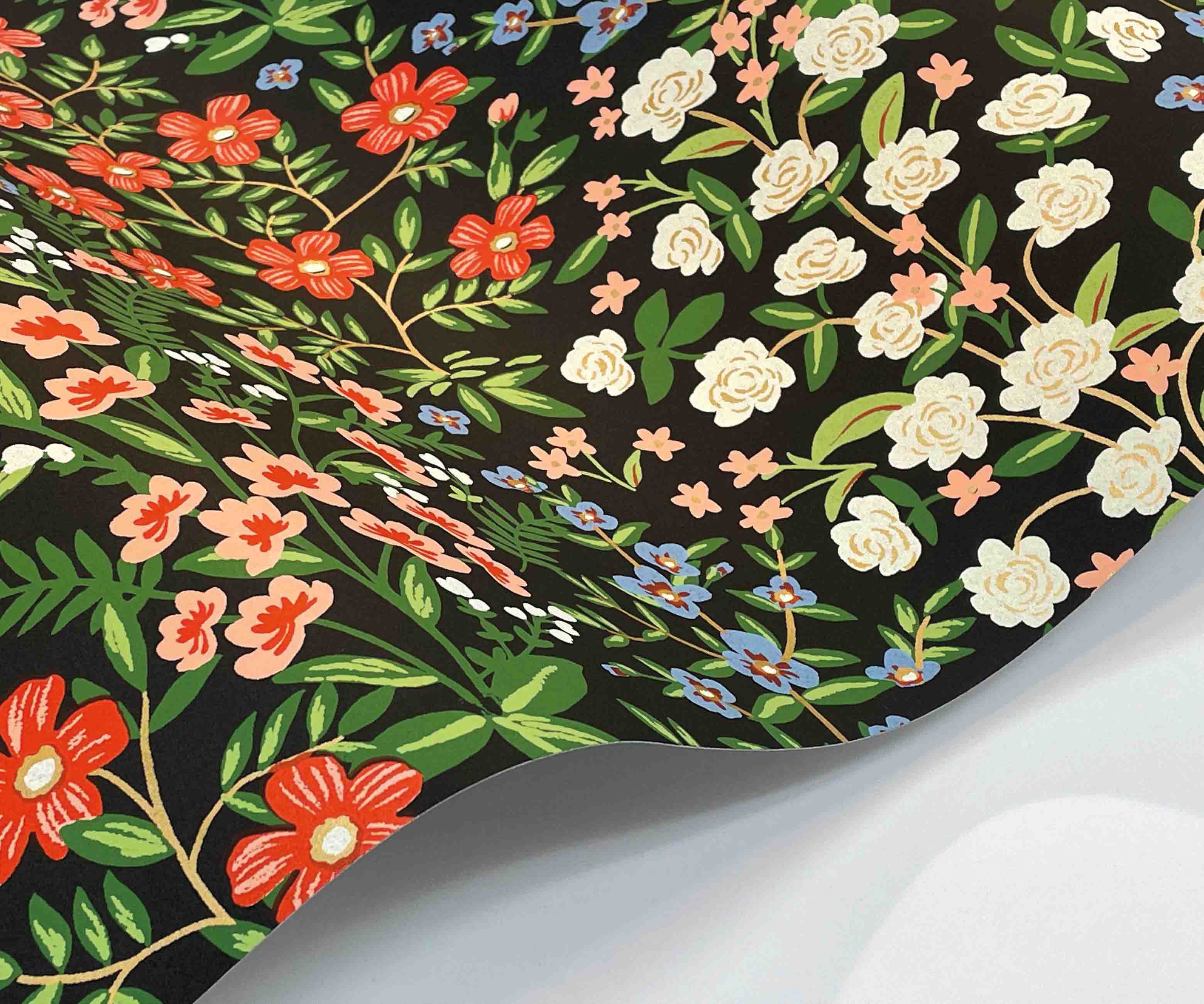Wildwood Garden Wallpaper Sample - Black - Image 2