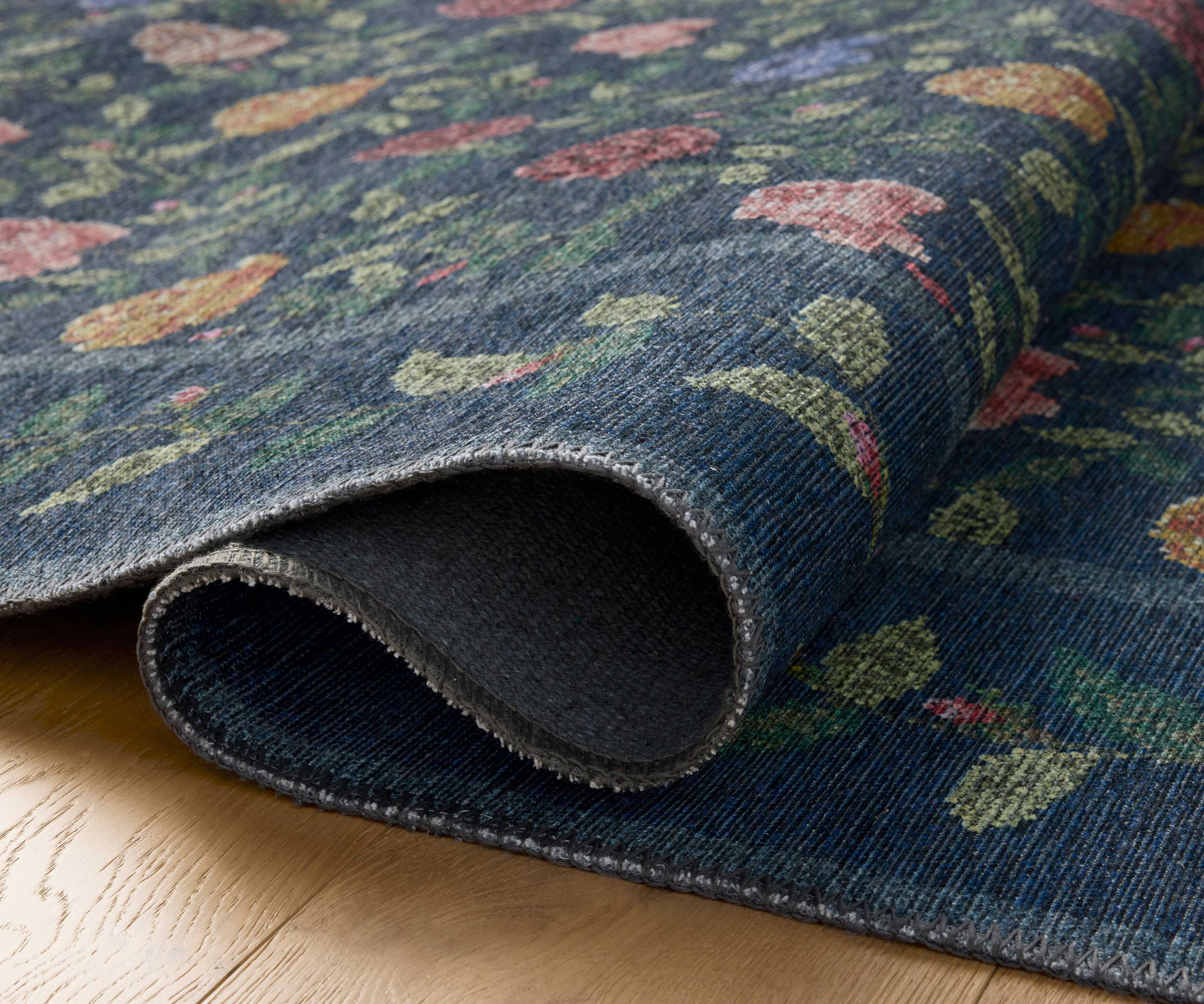 Wildwood Rose Trellis Printed Rug - Navy - Image 3