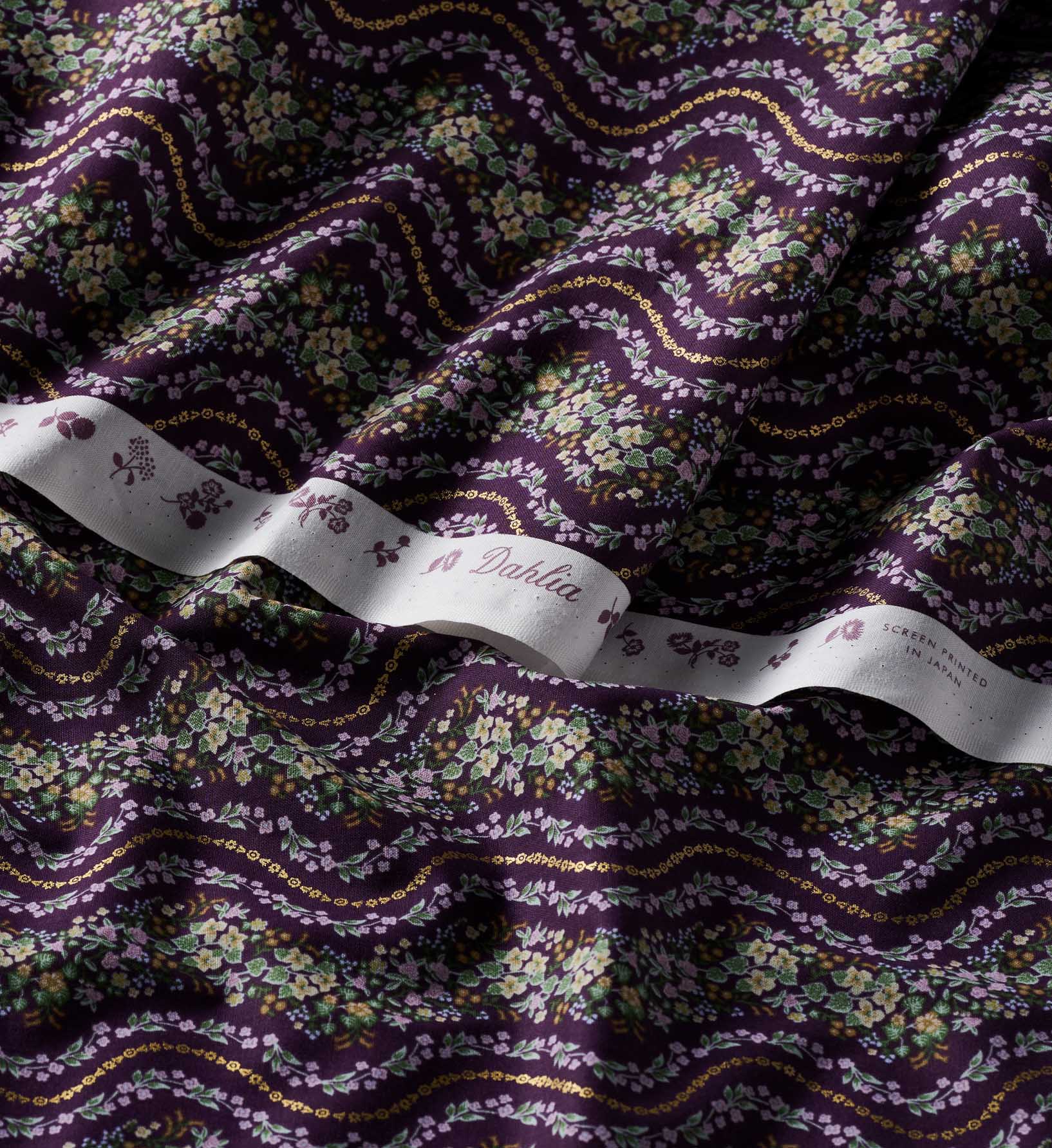 Wildwood Vines Cotton Metallic Fabric - Aubergine - Image 2