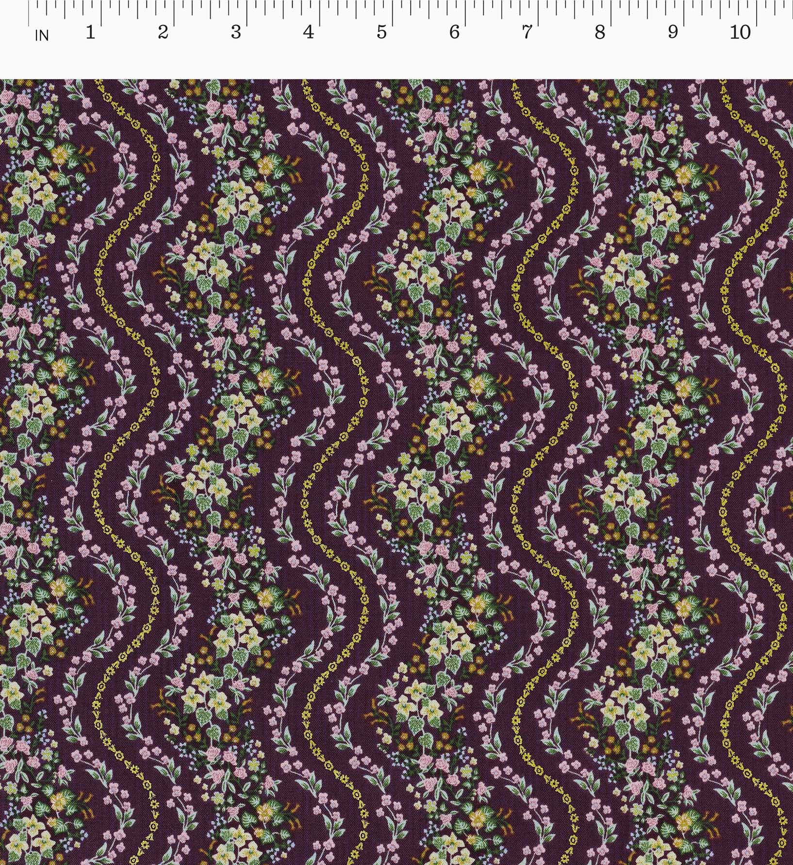 Wildwood Vines Cotton Metallic Fabric - Aubergine - Image 3
