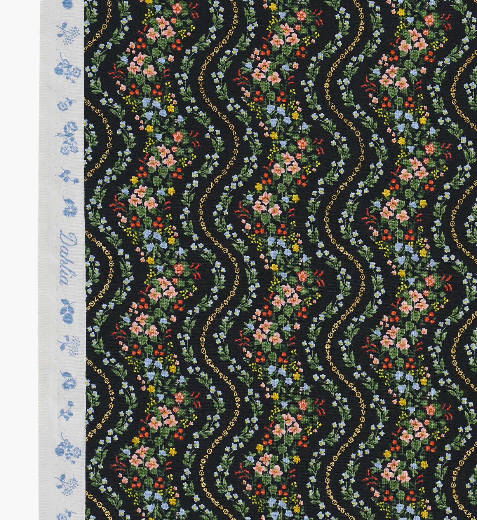 Wildwood Vines Cotton Metallic Fabric - Black - Image 3