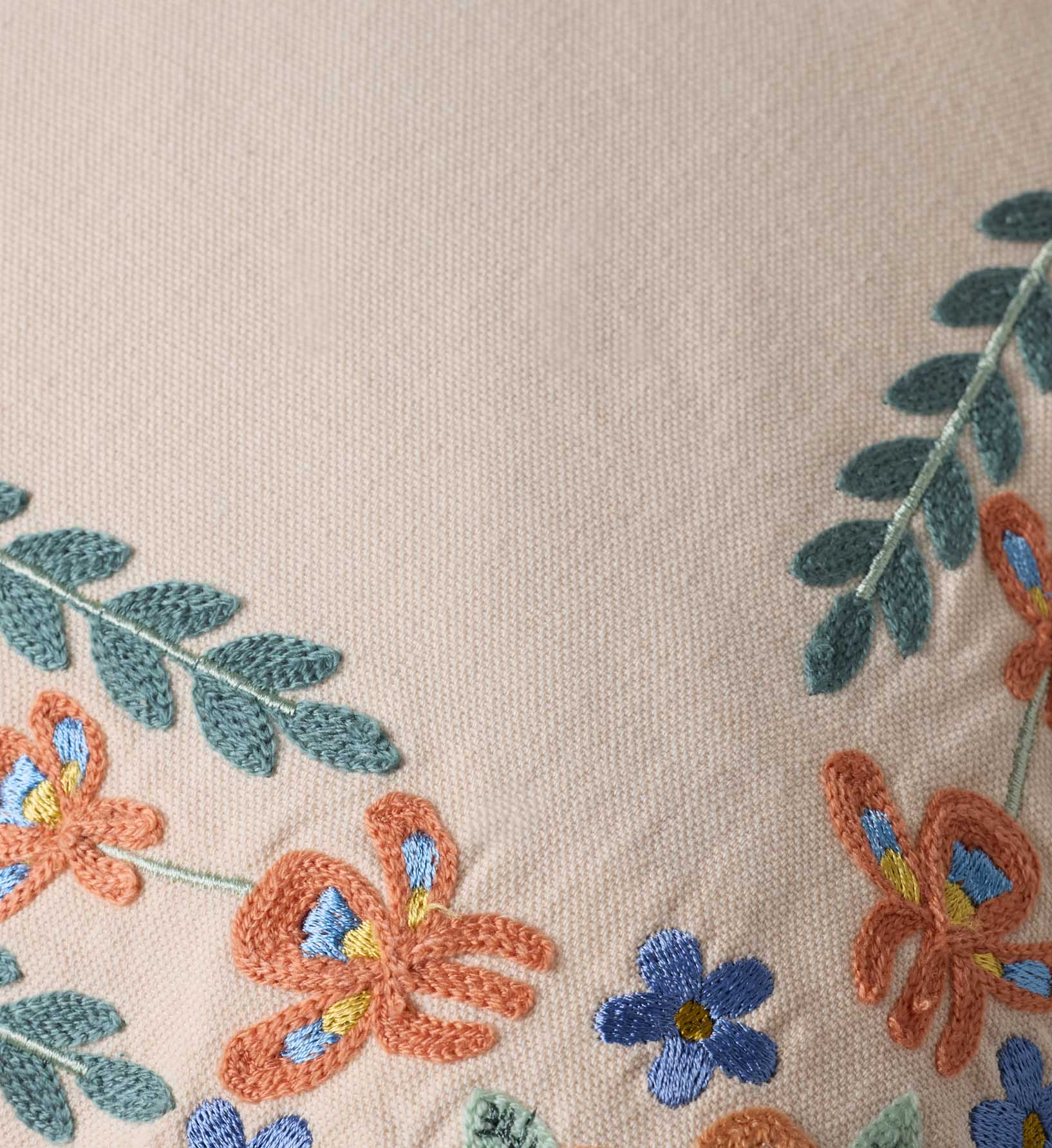 Willow Border Embroidered Pillow - Ivory - Image 2
