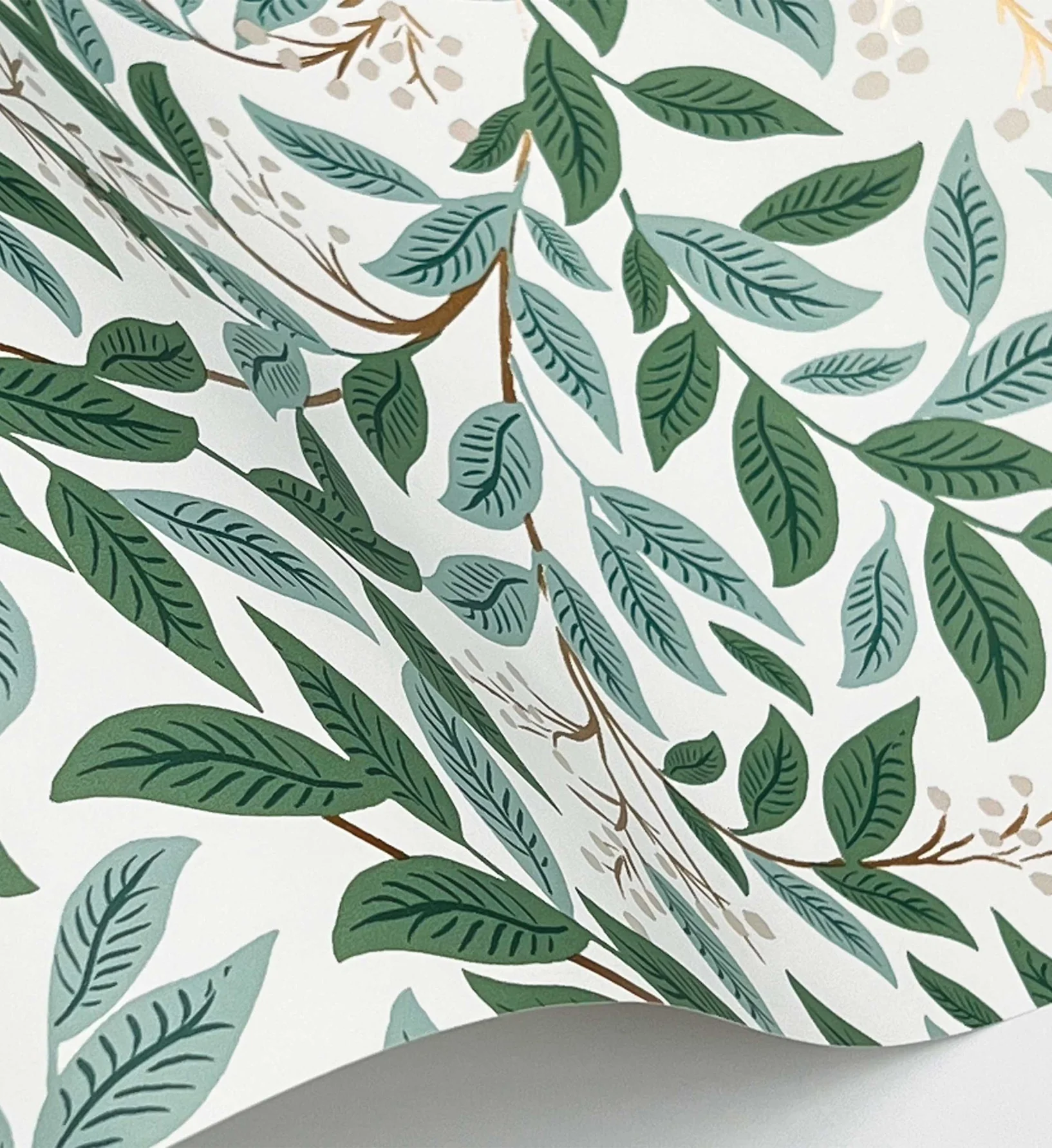 Willowberry Wallpaper - Emerald & White - Image 3