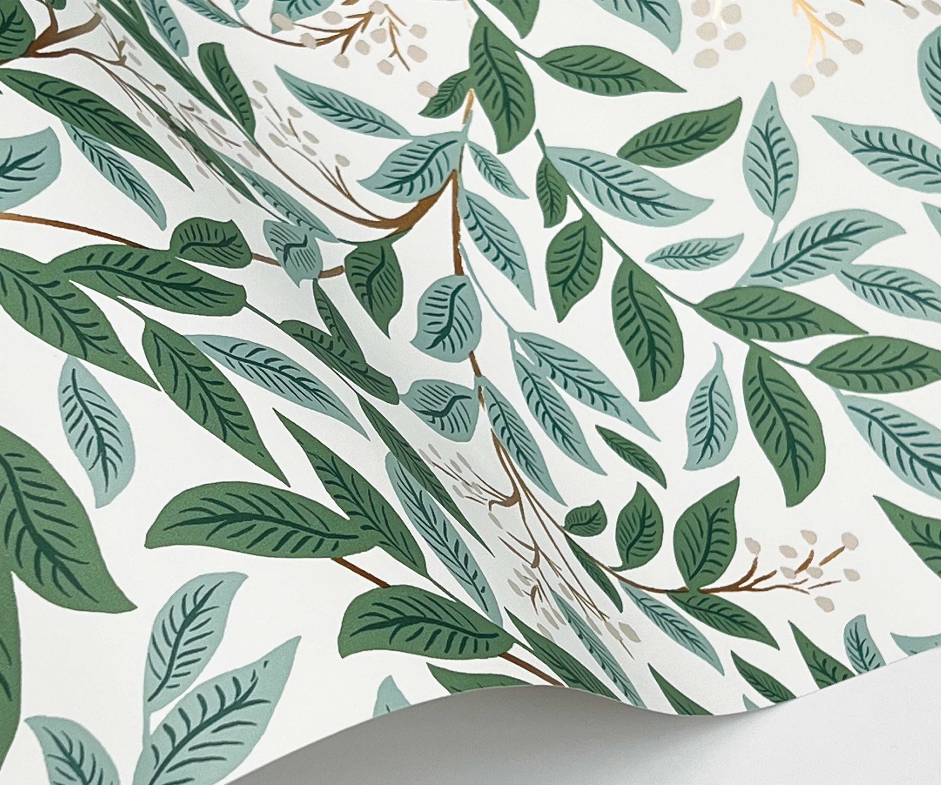 Willowberry Wallpaper Sample - Emerald & White - Image 2
