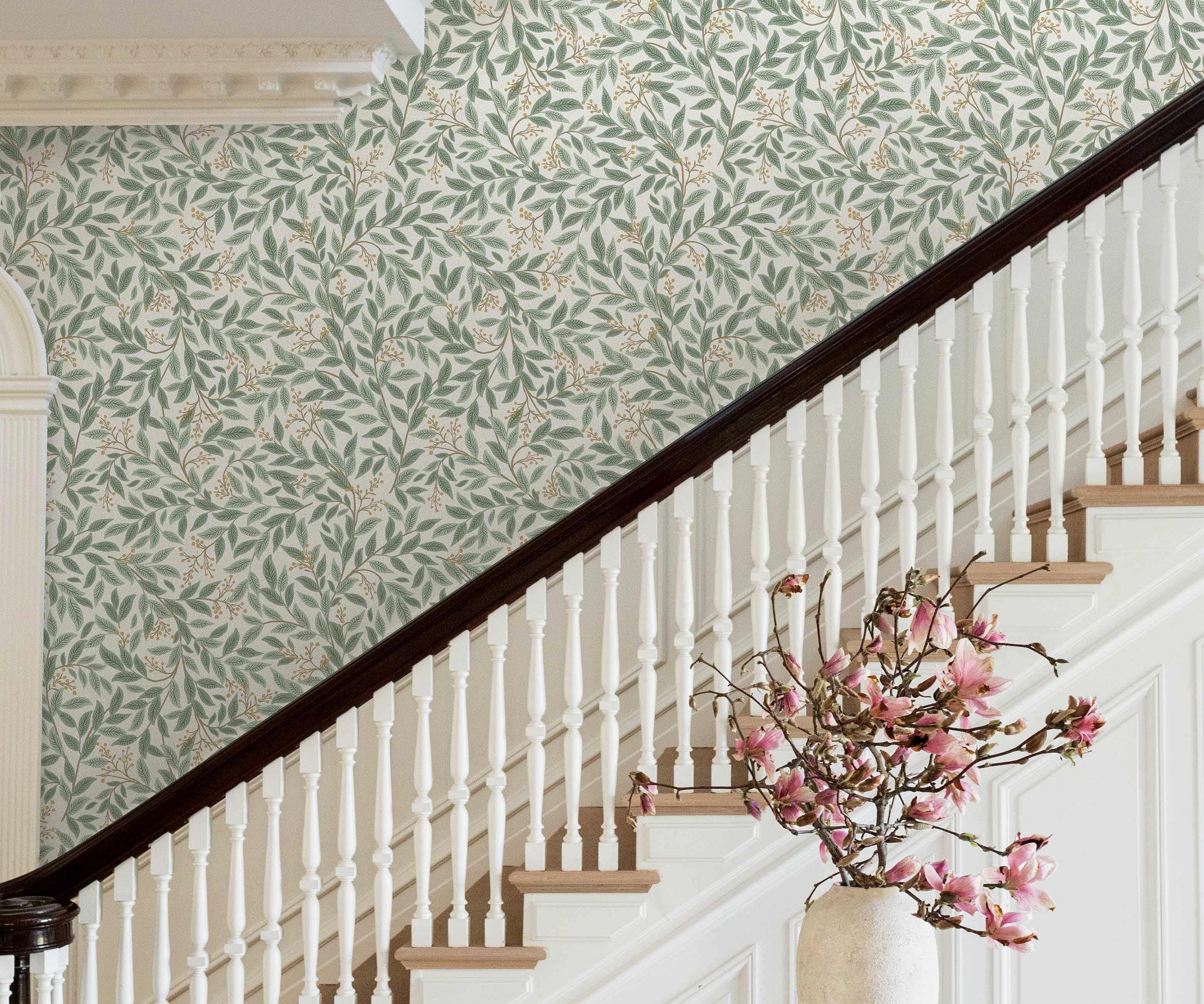 Willowberry Wallpaper Sample - Sage & White - Image 3