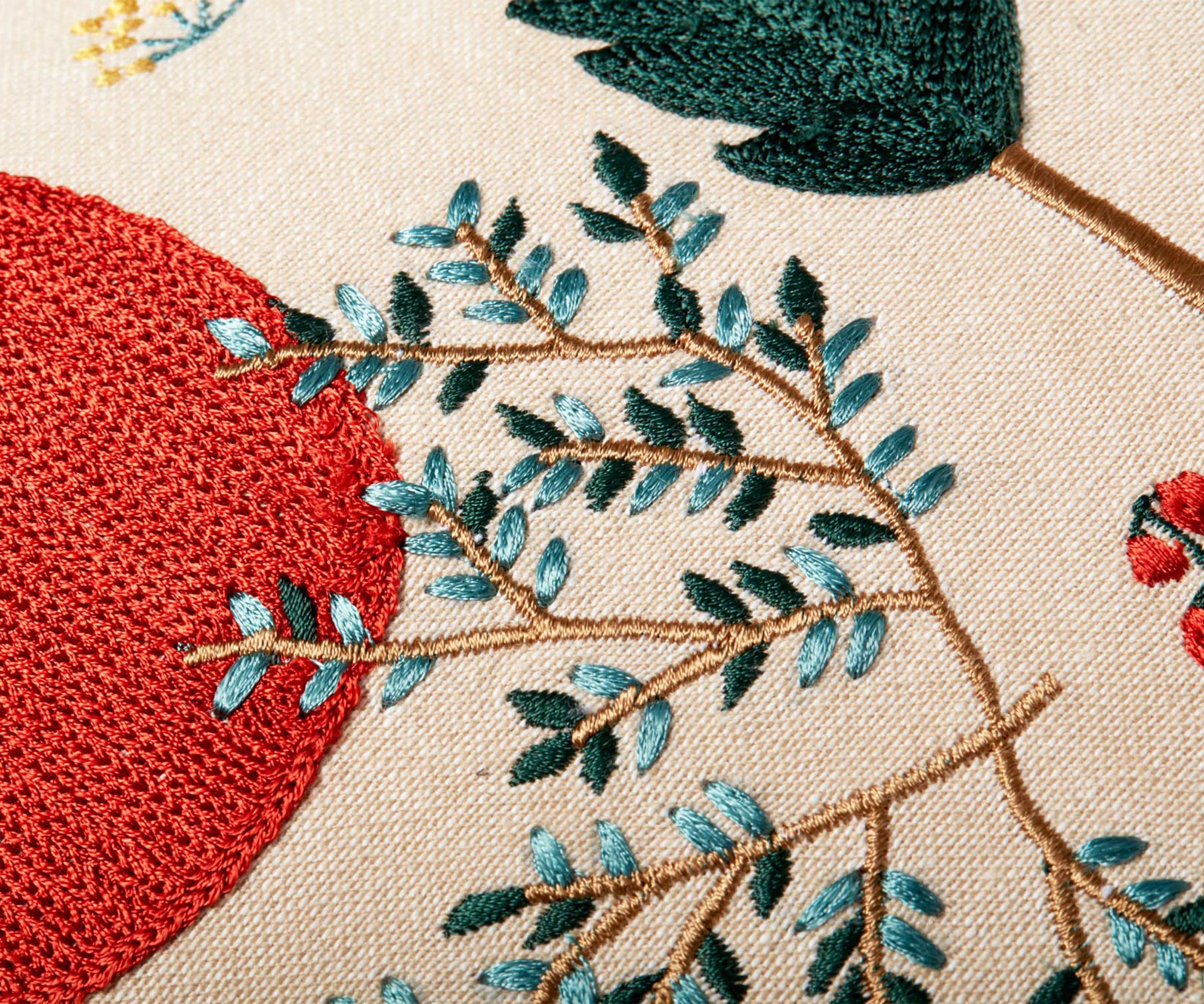 Woodland Embroidered Pillow - Multi - Image 2
